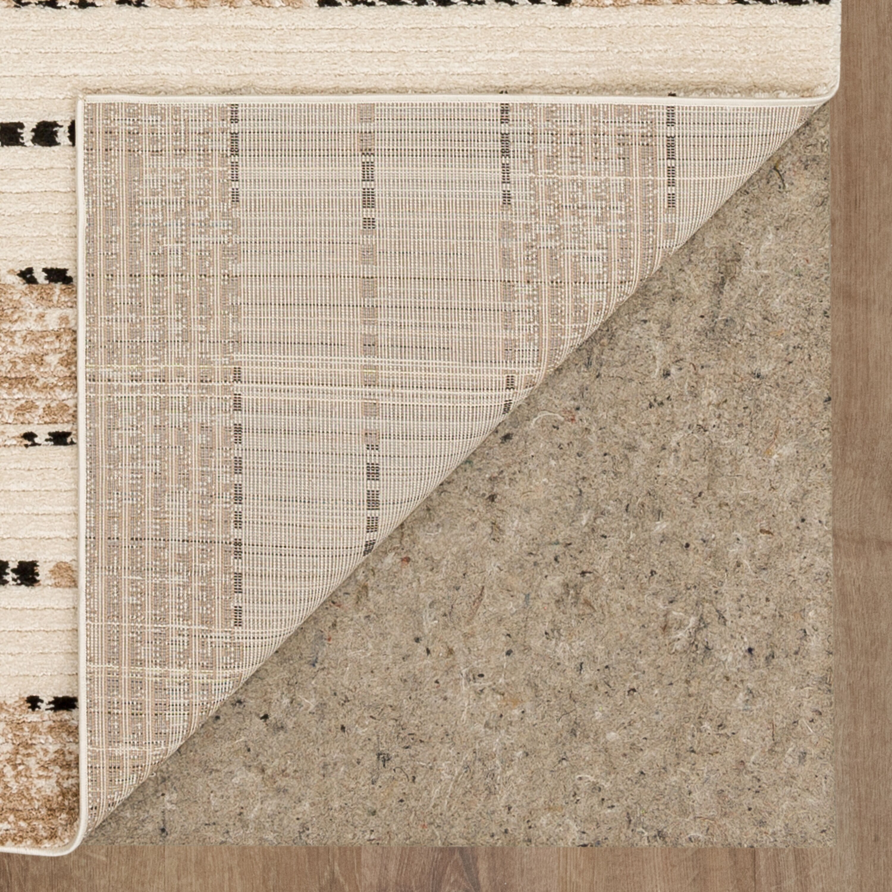 Traverse Lanes Tan and Black Striped Synthetic Area Rug