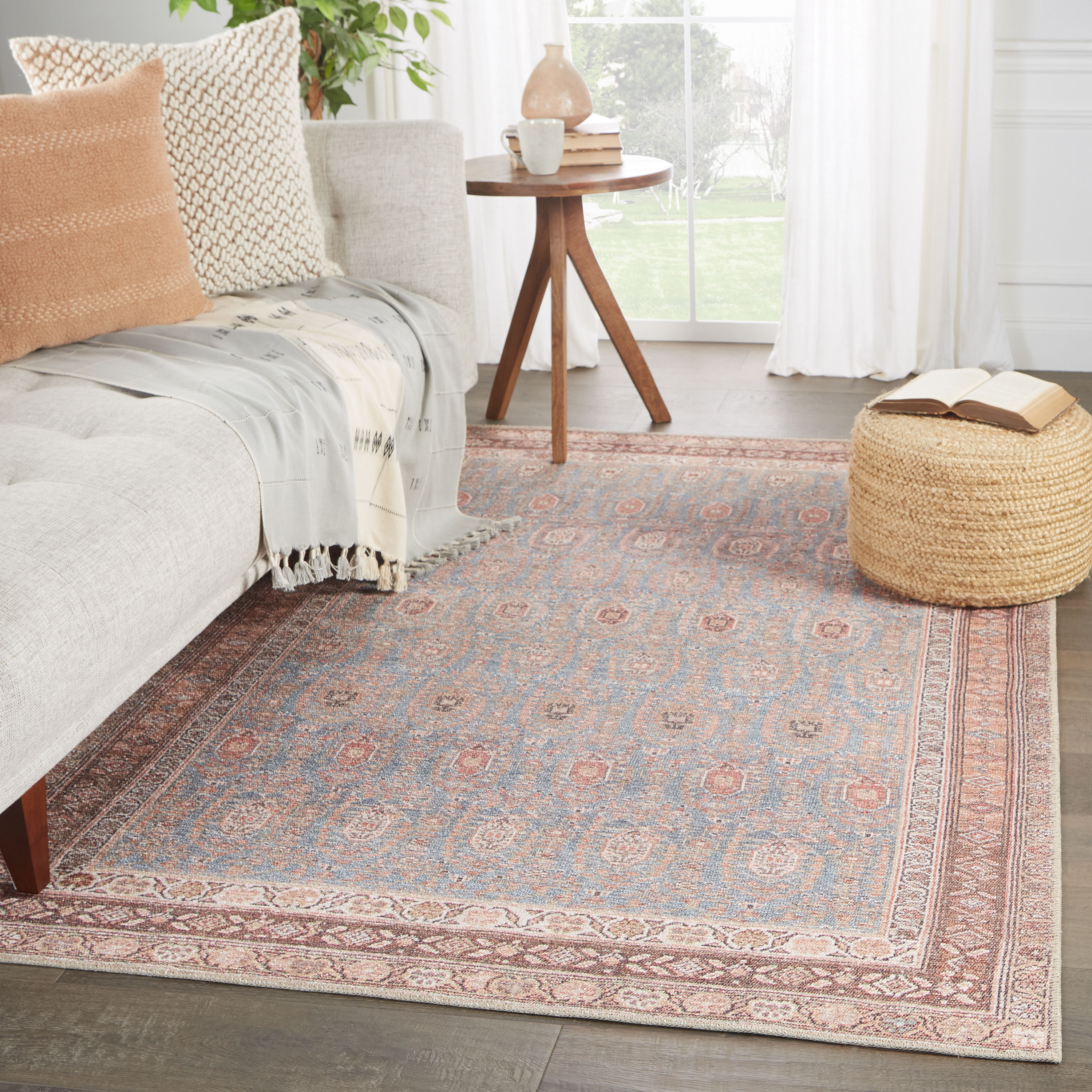 Jaipur Living RUG148801 Medea 9 x 12 (ft) Loomed Polyester Blue/Brown Rectangular Indoor Medallion Oriental Machine washable Area rug
