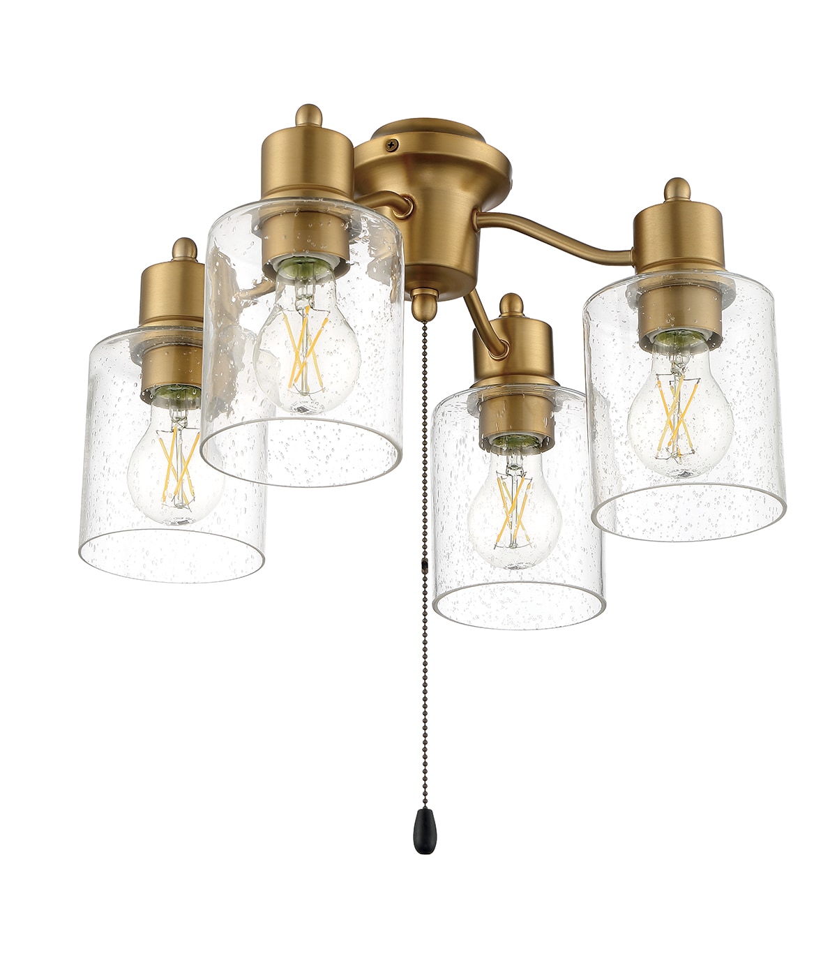 Satin Brass 17" LED Ceiling Fan Light Kit with Clear Seeded Glass