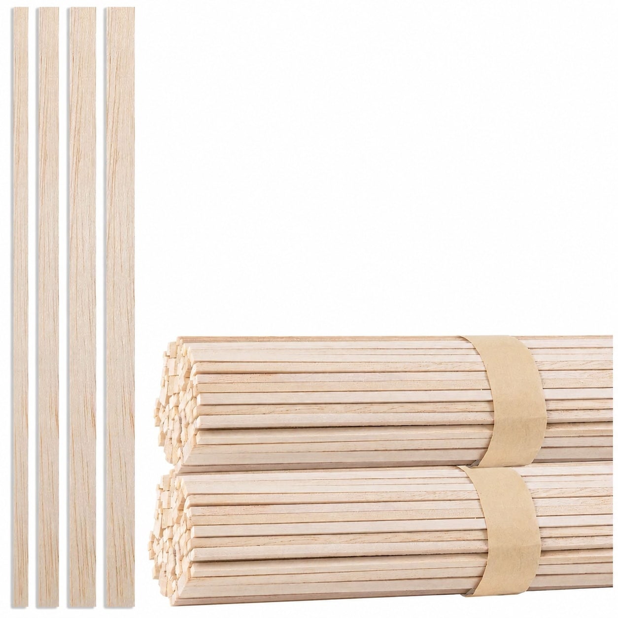 Aoibox 250 Piece Balsa Wood Square Dowel Rod Set in 4 Sizes 1 8 in 4 25 ...