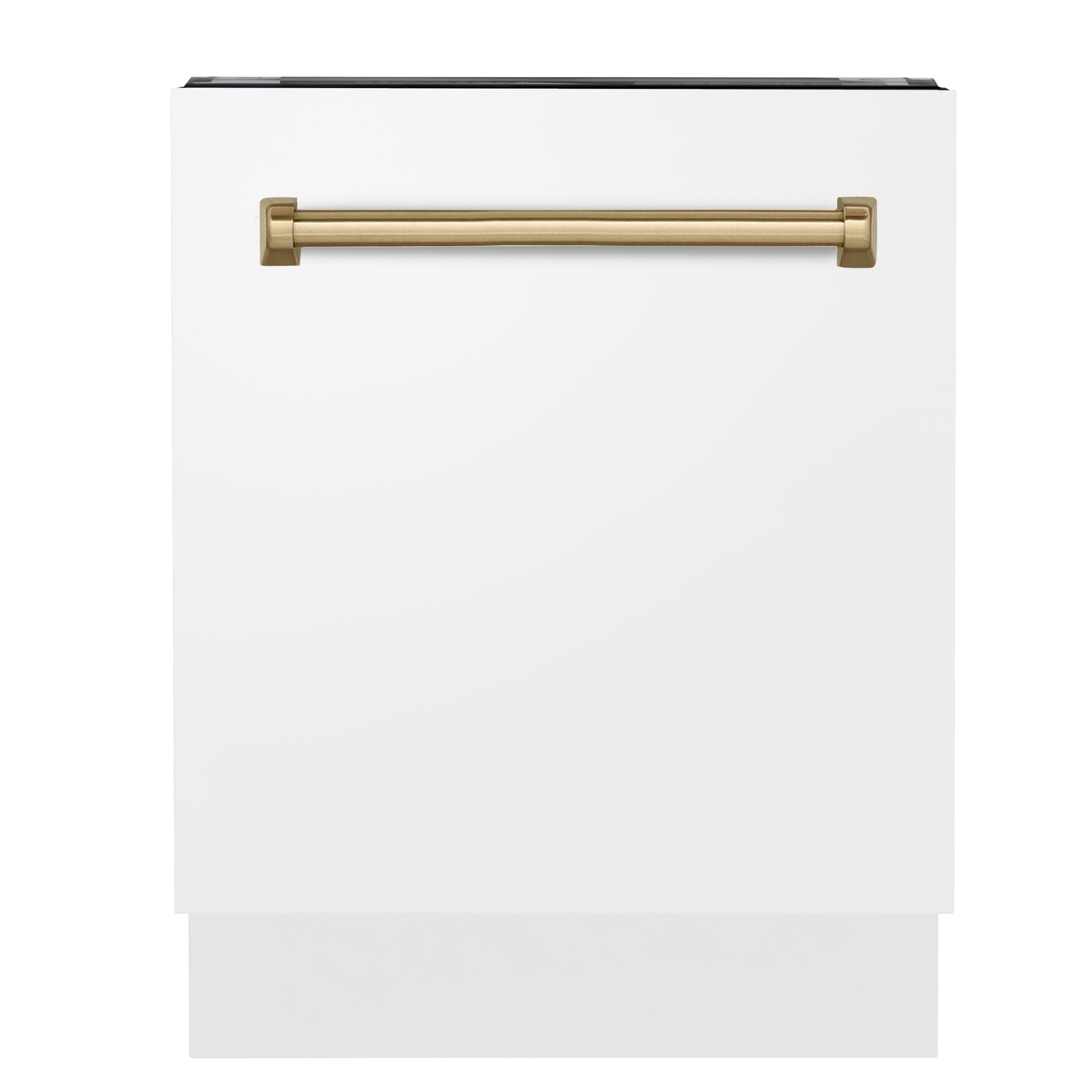 ZLINE KITCHEN & BATH DWVZ-WM-24-CB Autograph Edition 24-in Top Control Built-in Dishwasher With Third Rack ( Stainless Steel Tub with White Matte Panel and Champagne Bronze Handle ) ENERGY STAR, 51-Decibel Standard Sound Level