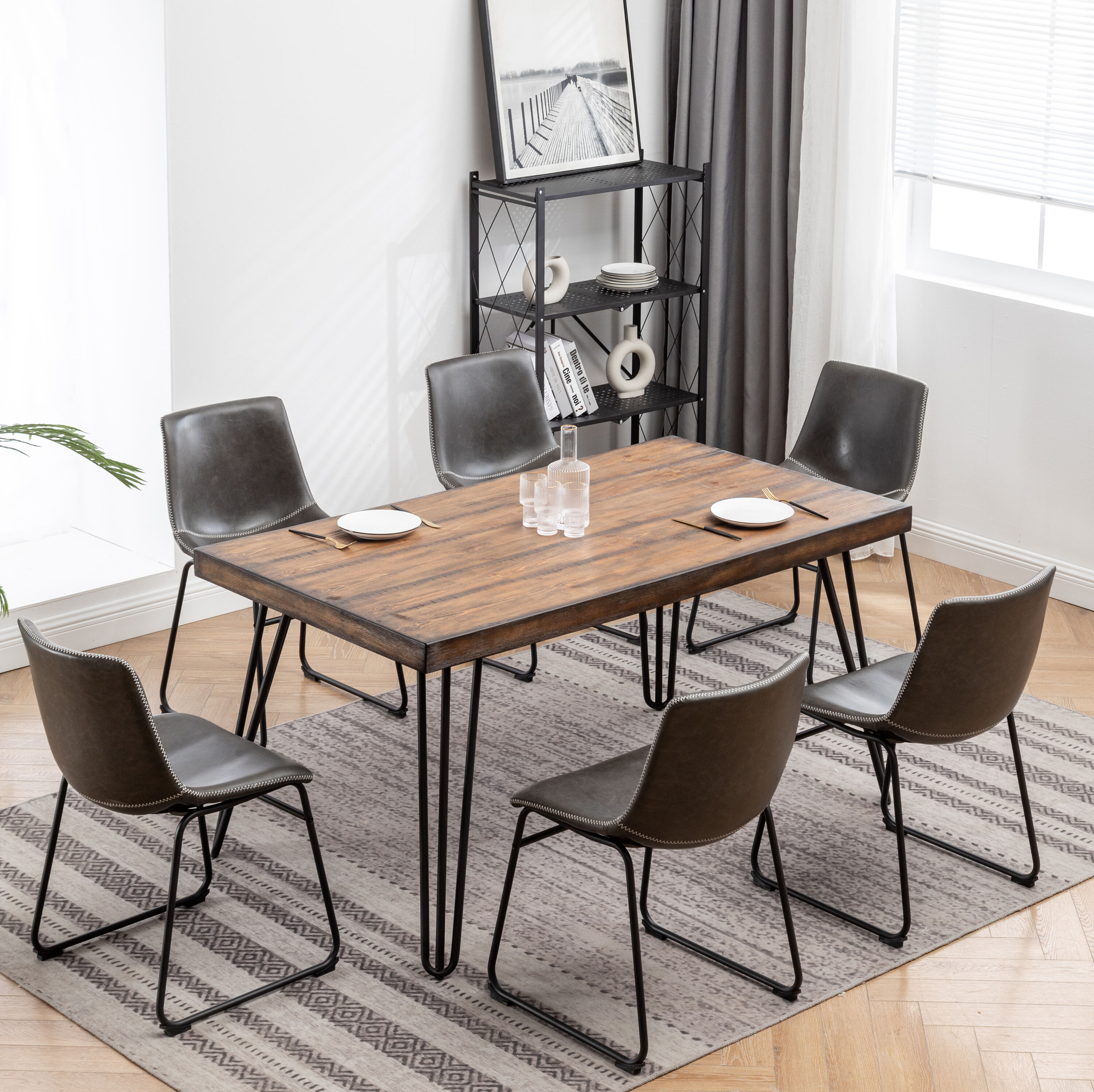 Roundhill Furniture T8741-C185GYX3 Dining-Sets - View #2