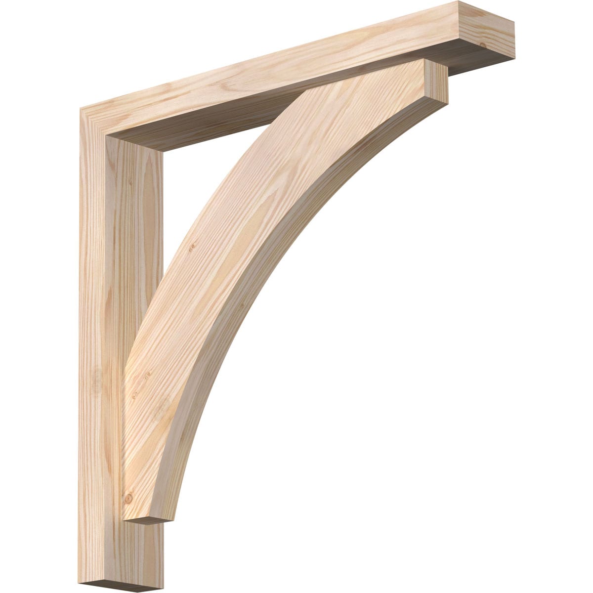 Ekena Millwork 1464116 Thorton Block Smooth Bracket with Offset Brace Douglas Fir Wood Standard Bracket
