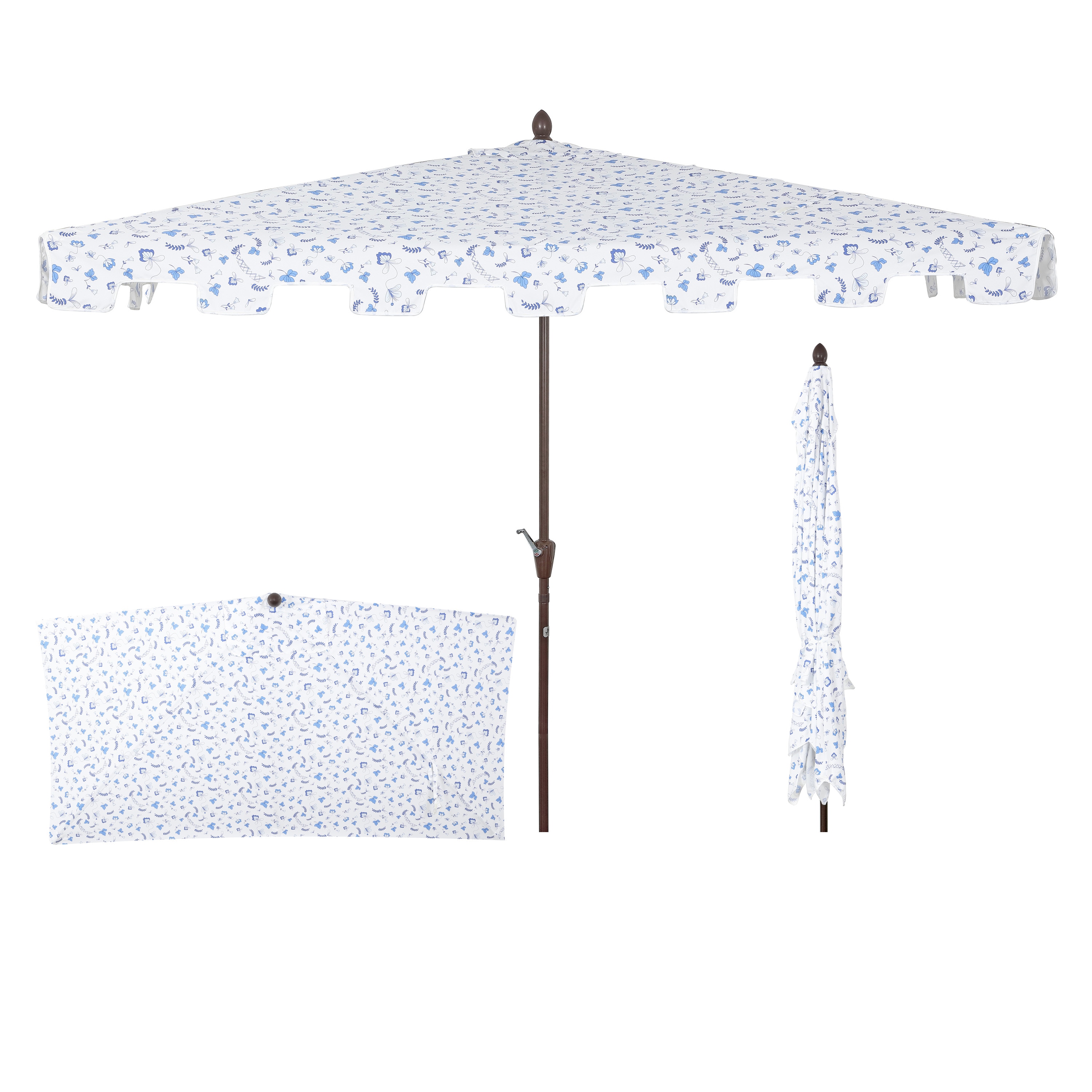 JONATHAN  Y UMB1200F 8.75-ft Aluminum Blue Crank Market Patio Umbrella