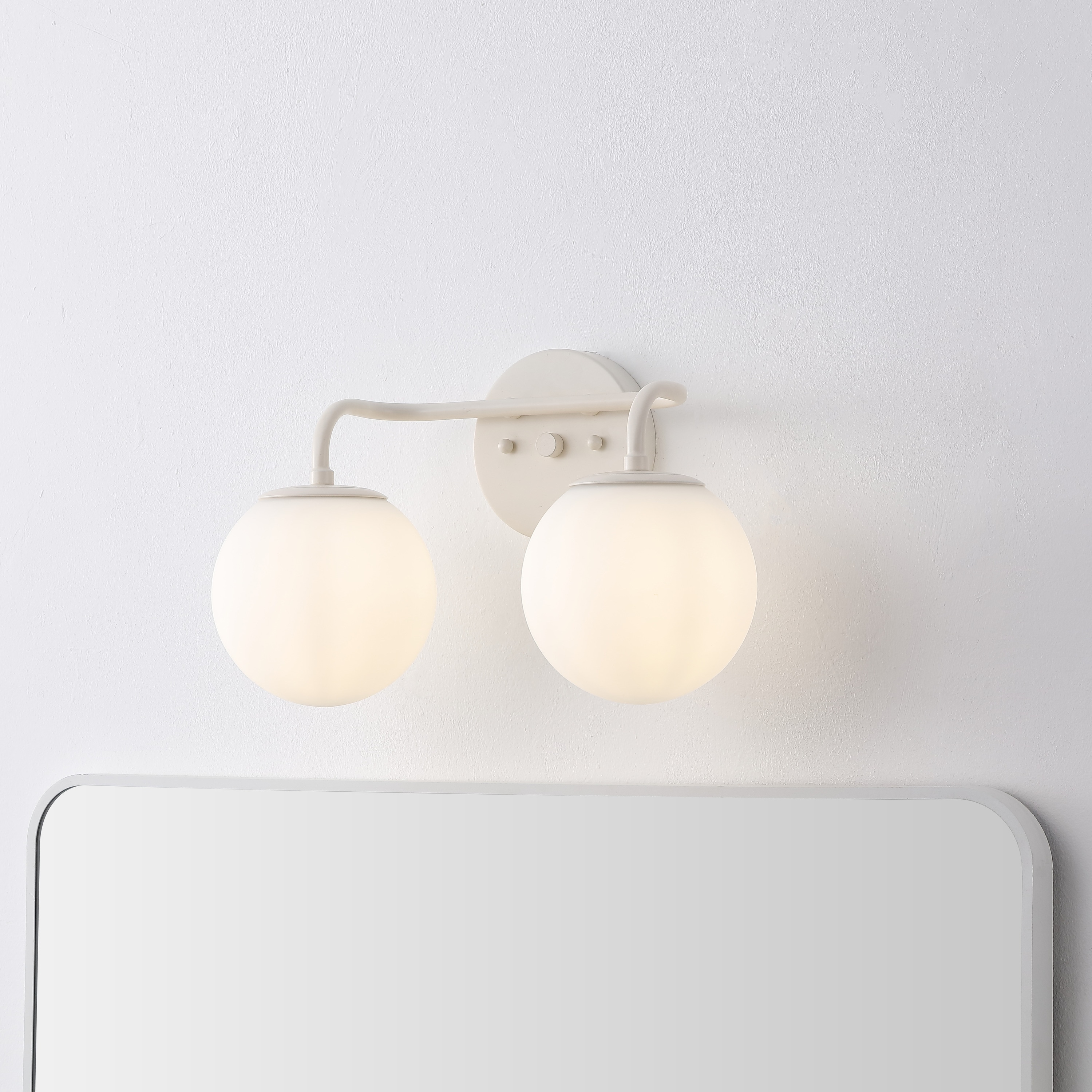 JONATHAN  Y JYL3535C Louis Parisian Globe 15-in 2 -Light Polished Off-white French country/cottage Vanity light