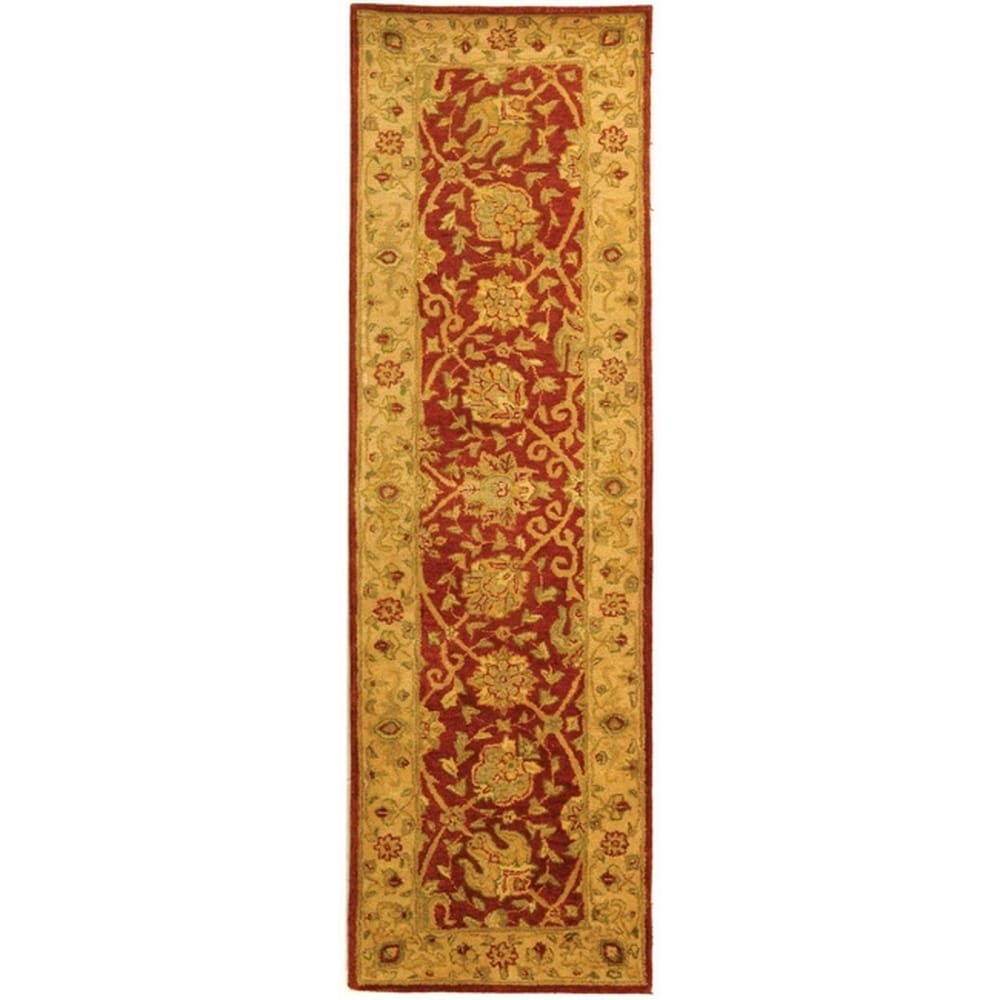 Safavieh AT21A-210 Antiquity Dergaz 2 x 10 (ft) Tufted Wool Rust Rectangular Indoor Floral/Botanical Vintage Runner rug