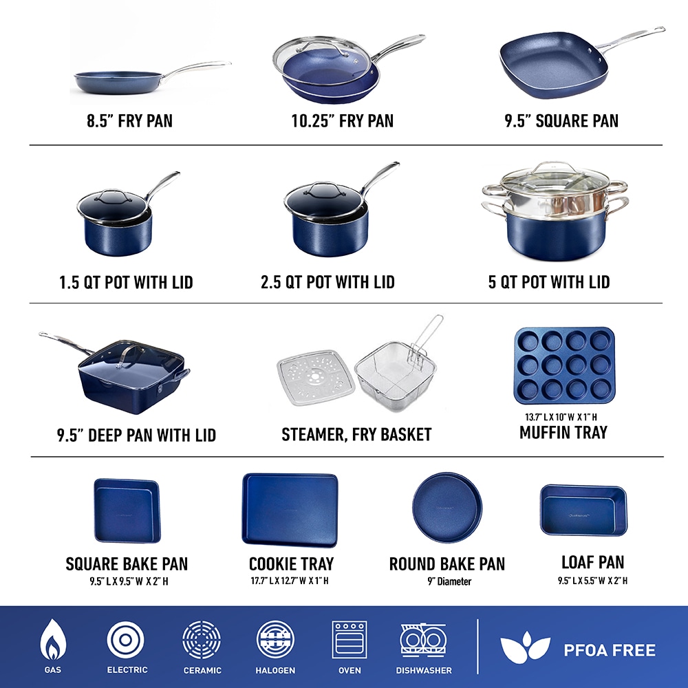 Blue Diamond 10-Piece Cookware Set Red
