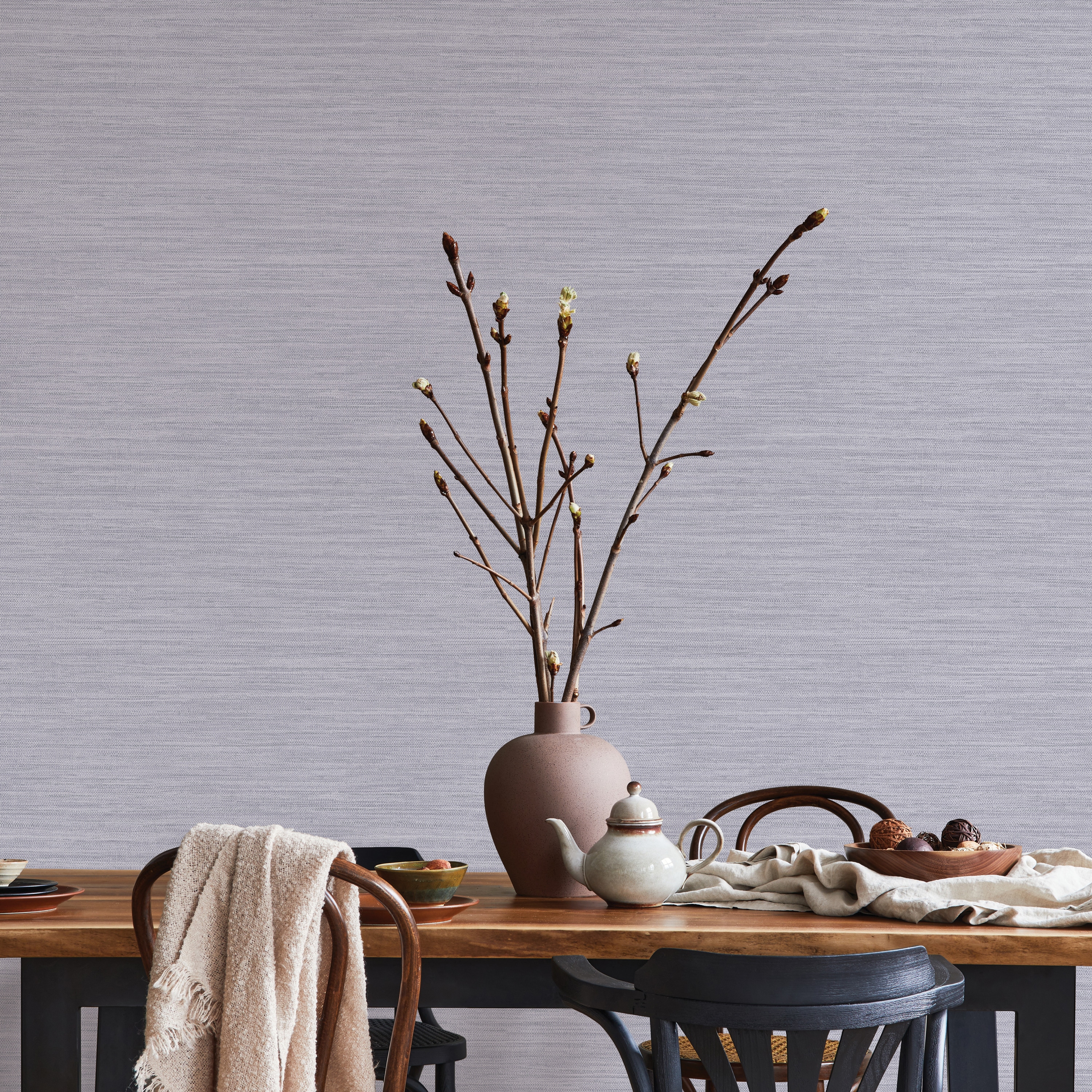 Powder Blue Vinyl Grasscloth Peel and Stick Wallpaper Roll