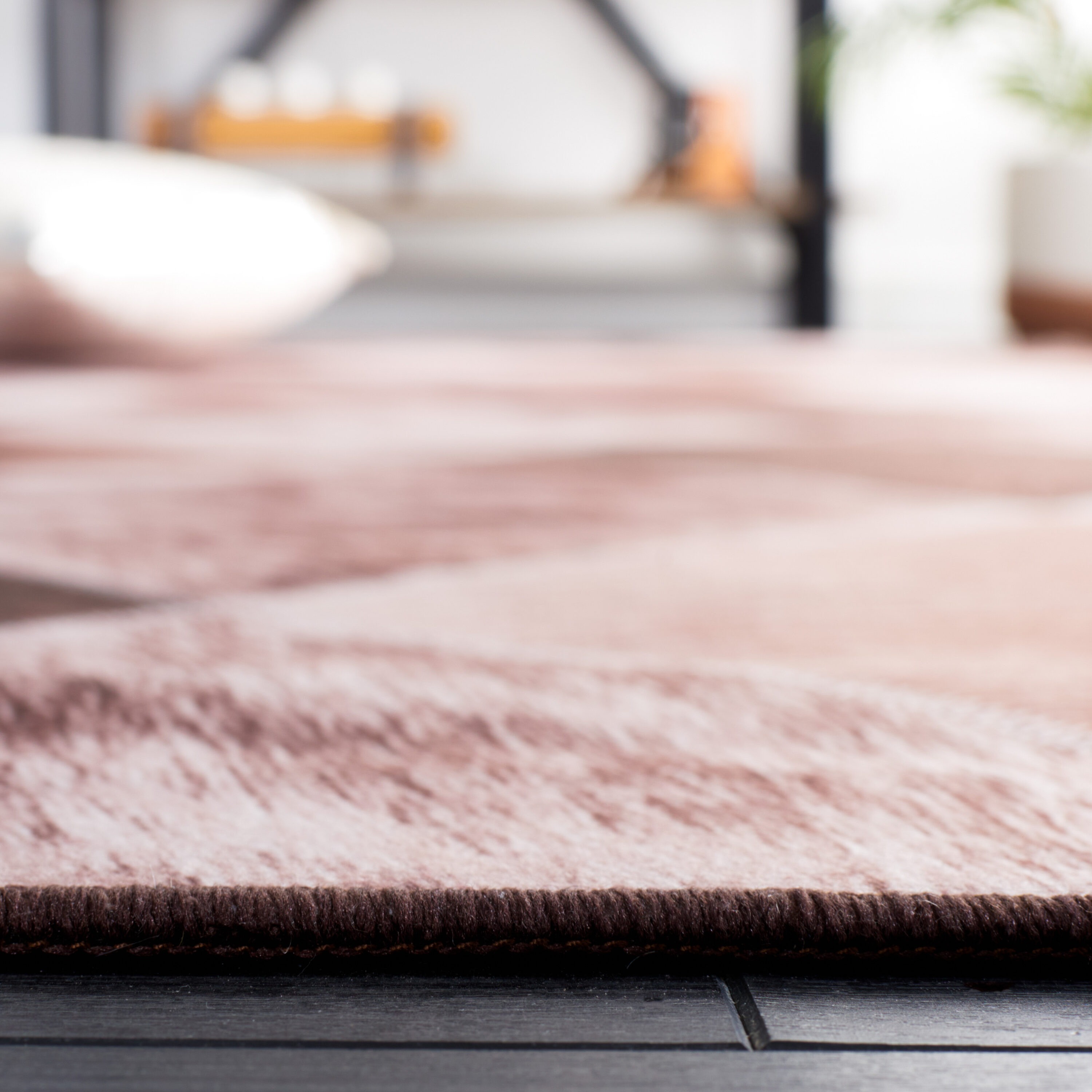Round Light Brown Faux Fur Non-Slip Washable Area Rug