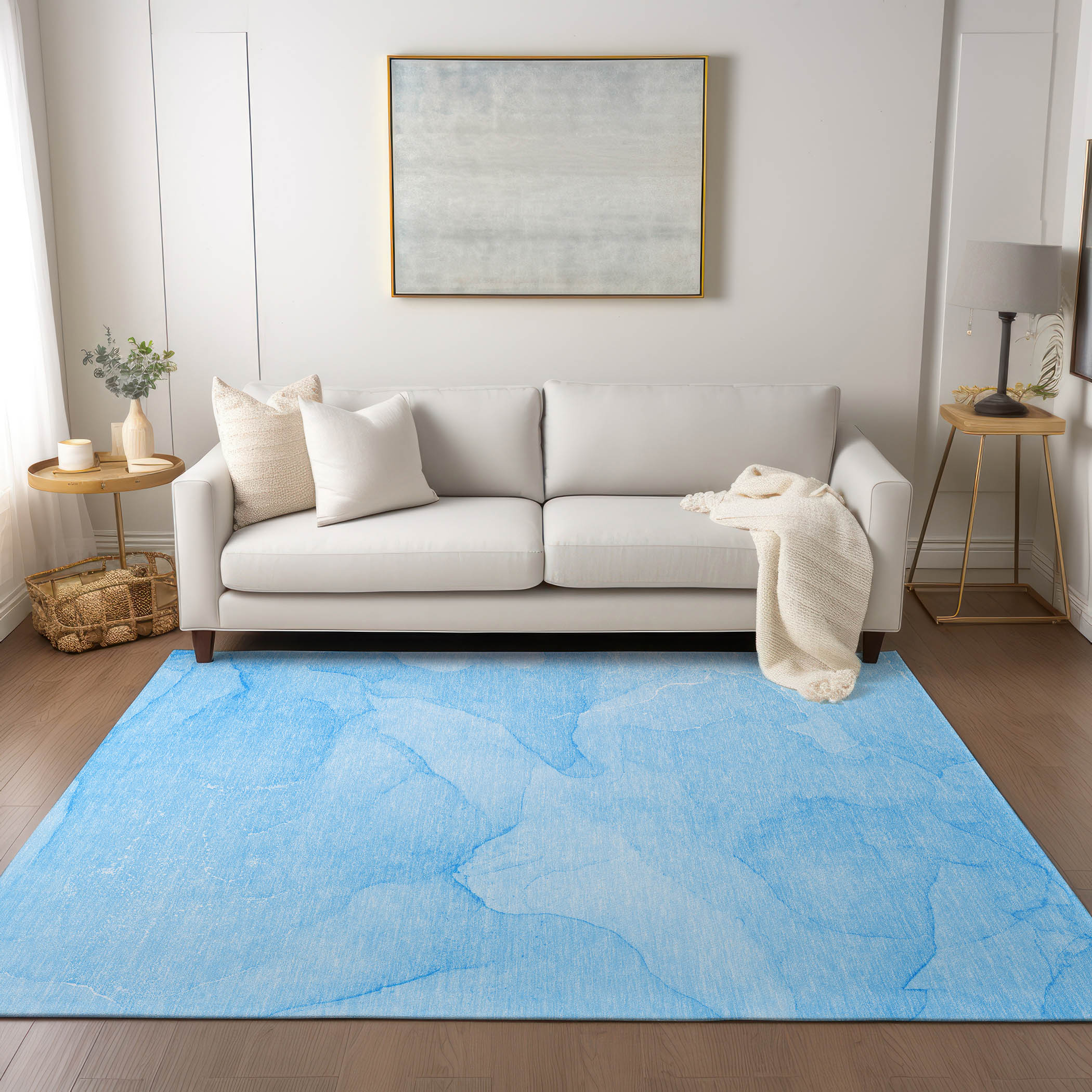 Addison Rugs ACN509BU3X5 Chantille ACN509BU 3 x 5 (ft) Polyester Blue Rectangular Indoor/Outdoor Abstract Machine washable Area rug
