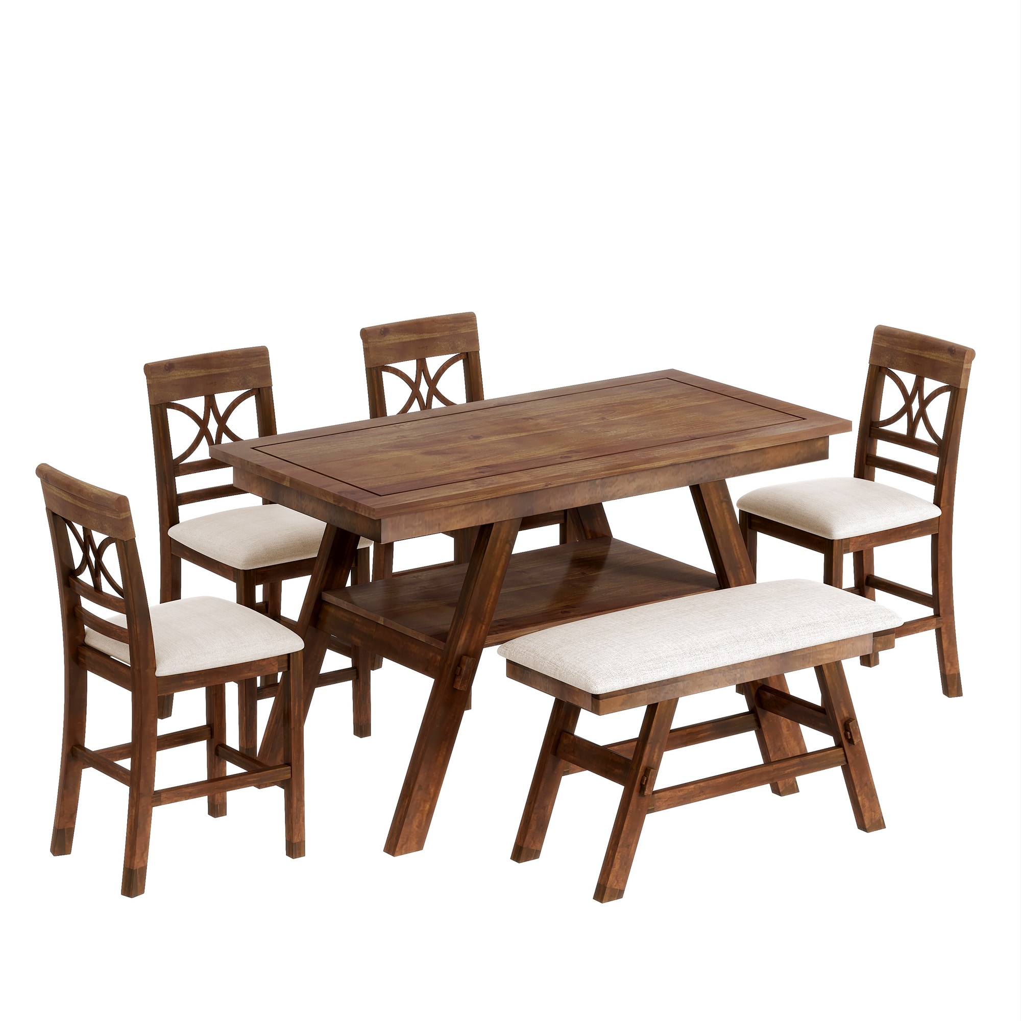 Siavonce XH57AAD Walnut Contemporary/Modern Dining Room Set with Rectangular Table ( Seats 6 )