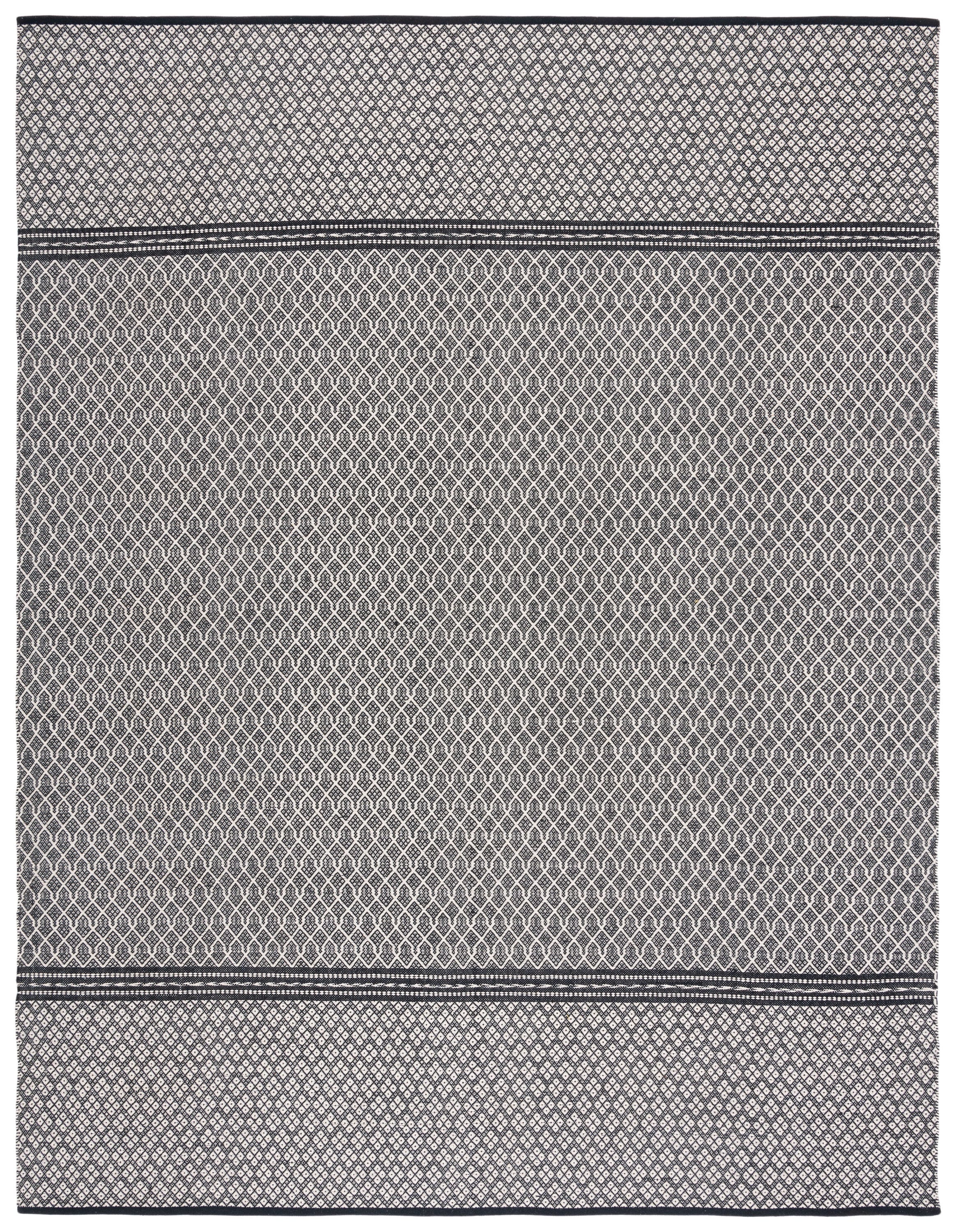 Bohemian Bliss Black Cotton 8' x 10' Hand Woven Area Rug