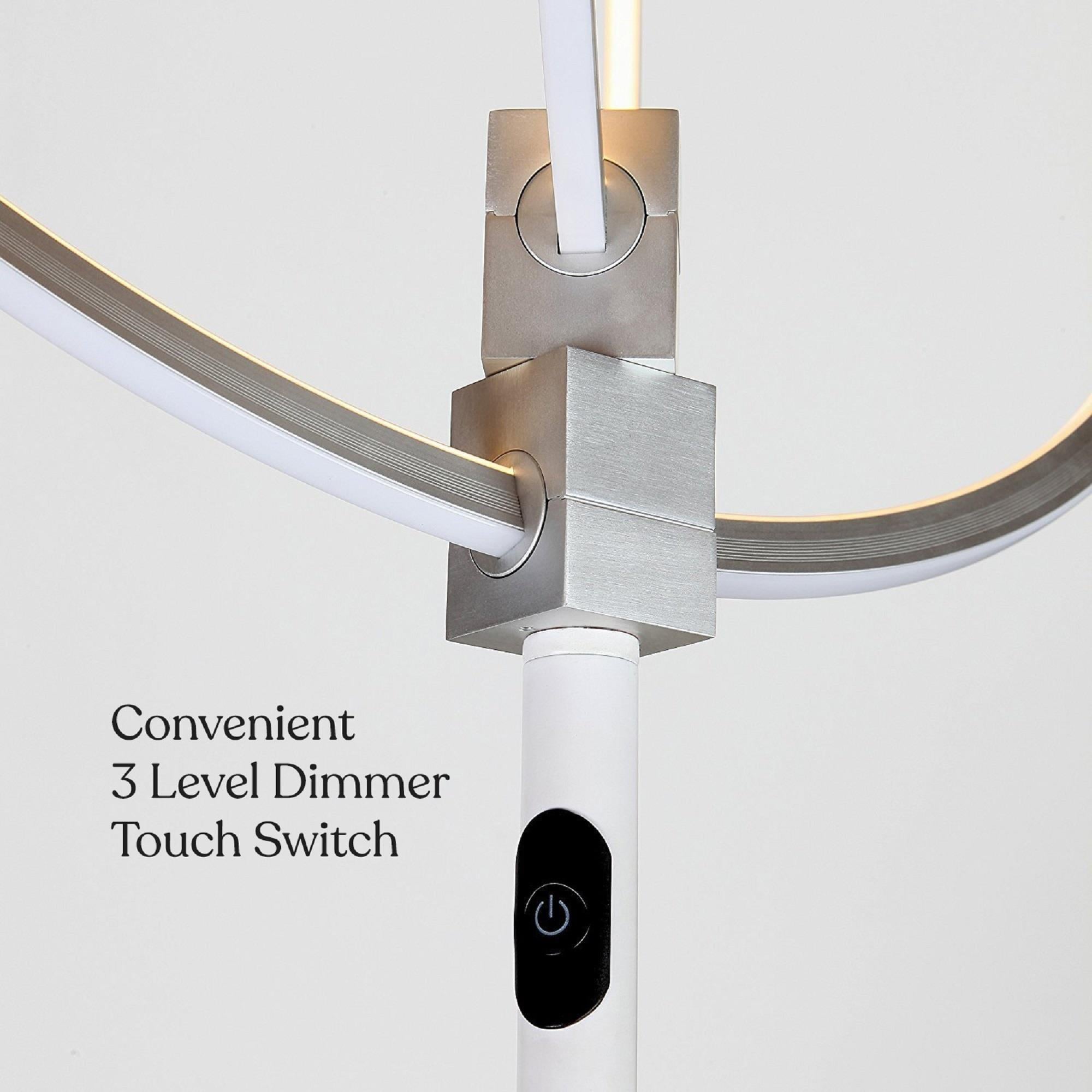 White Adjustable LED Touch Floor Lamp with Dual Rings