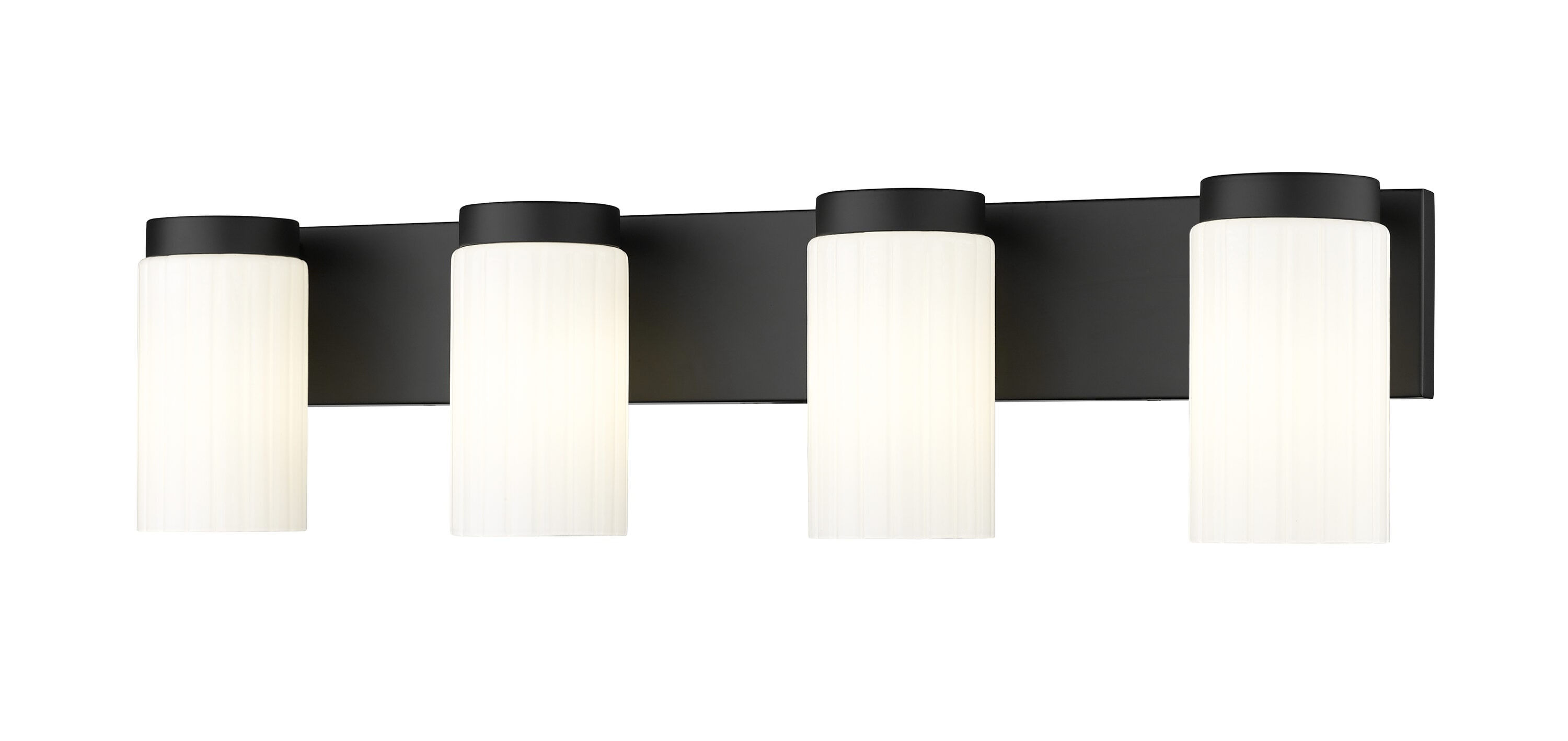 Z-Lite 746-4V-MB Burk 30-in 4 -Light Matte Black Transitional Vanity light
