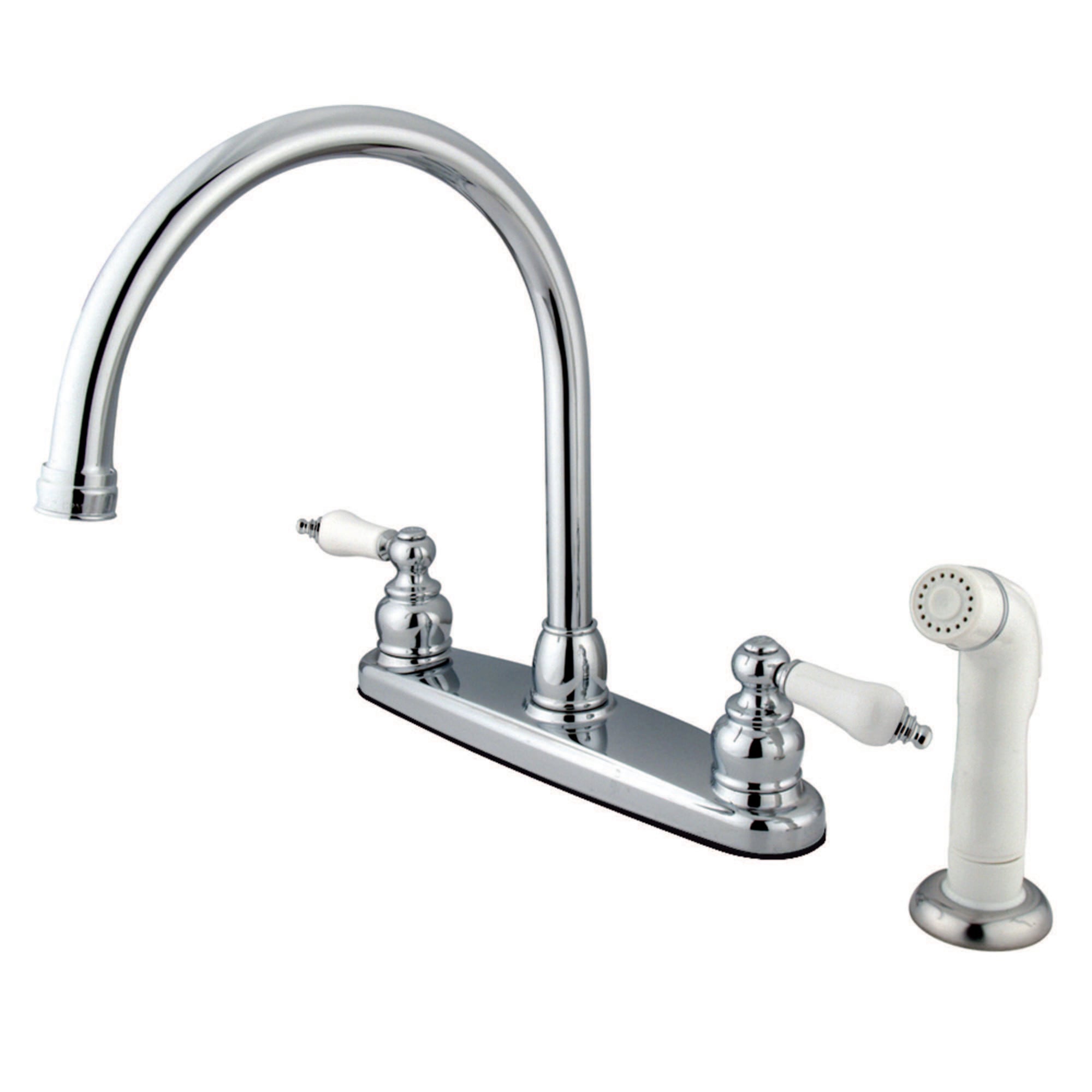 Elements of Design EB721 Victorian Chrome Single Handle Deck-mount Kitchen Faucet ( Deck Plate Included ) ( Side Sprayer Included )