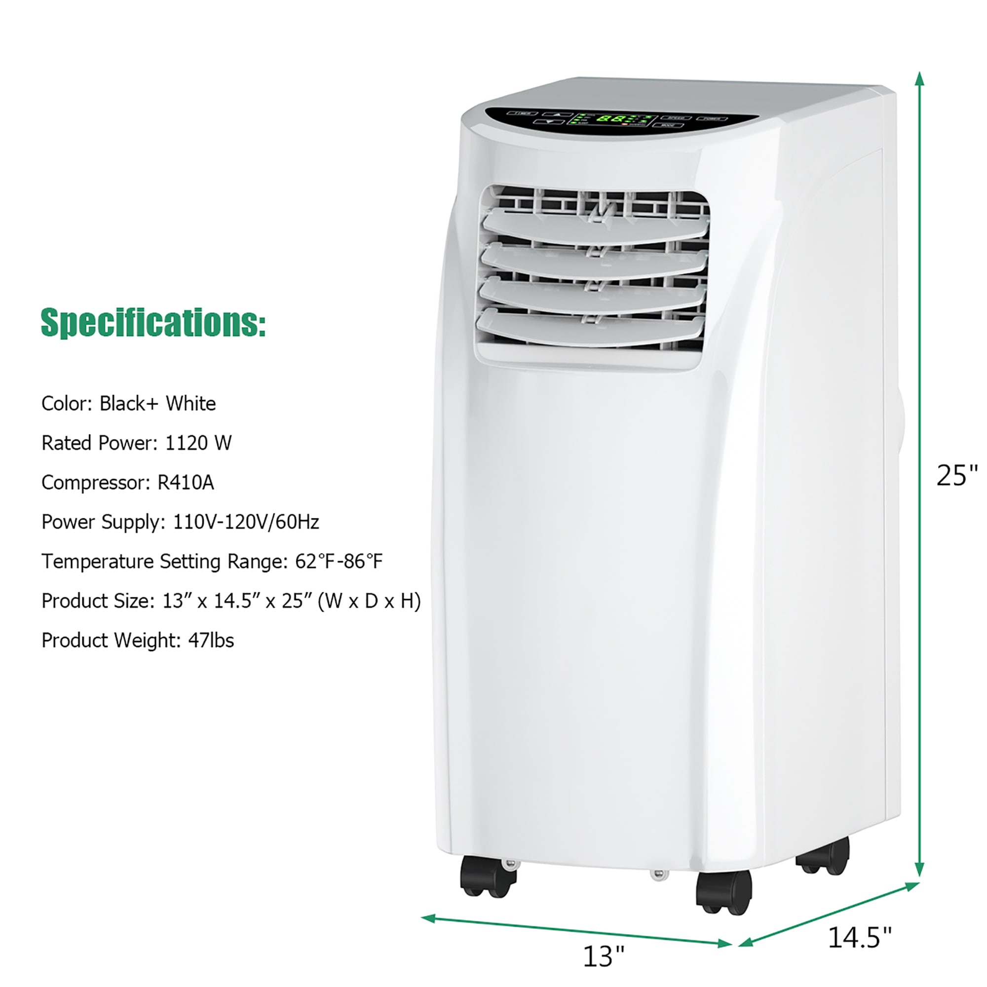 Costway 5200-BTU DOE (110-Volt) White Vented Portable Air Conditioner with Remote Cools 230-sq ft LWS00242 Sansujyuku sansujyuku.com