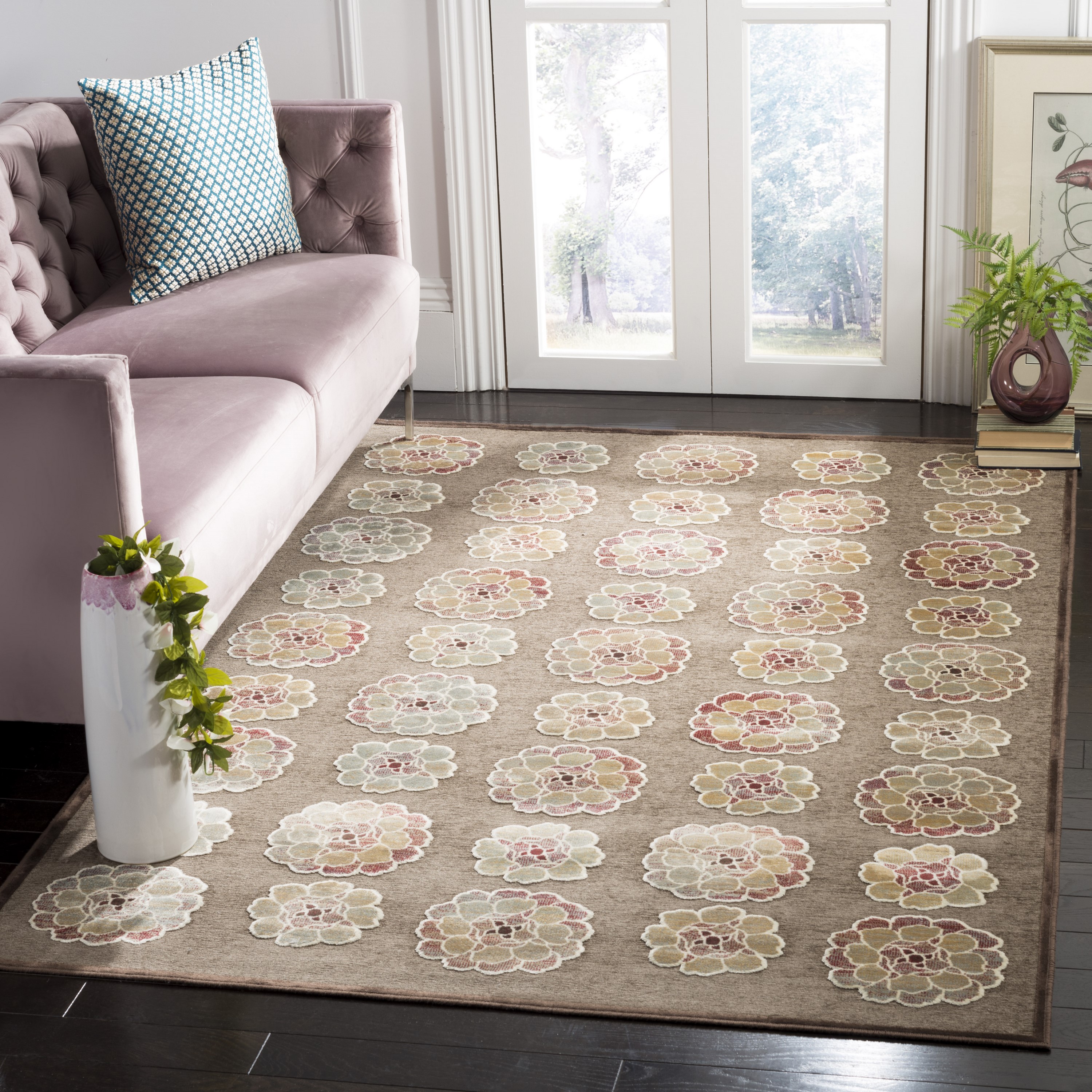 Martha Stewart MSR74306-1330-58 Questi 5 x 8 (ft) Loomed Synthetic Brown/Brown Rectangular Indoor Floral/Botanical Farmhouse/Cottage Area rug