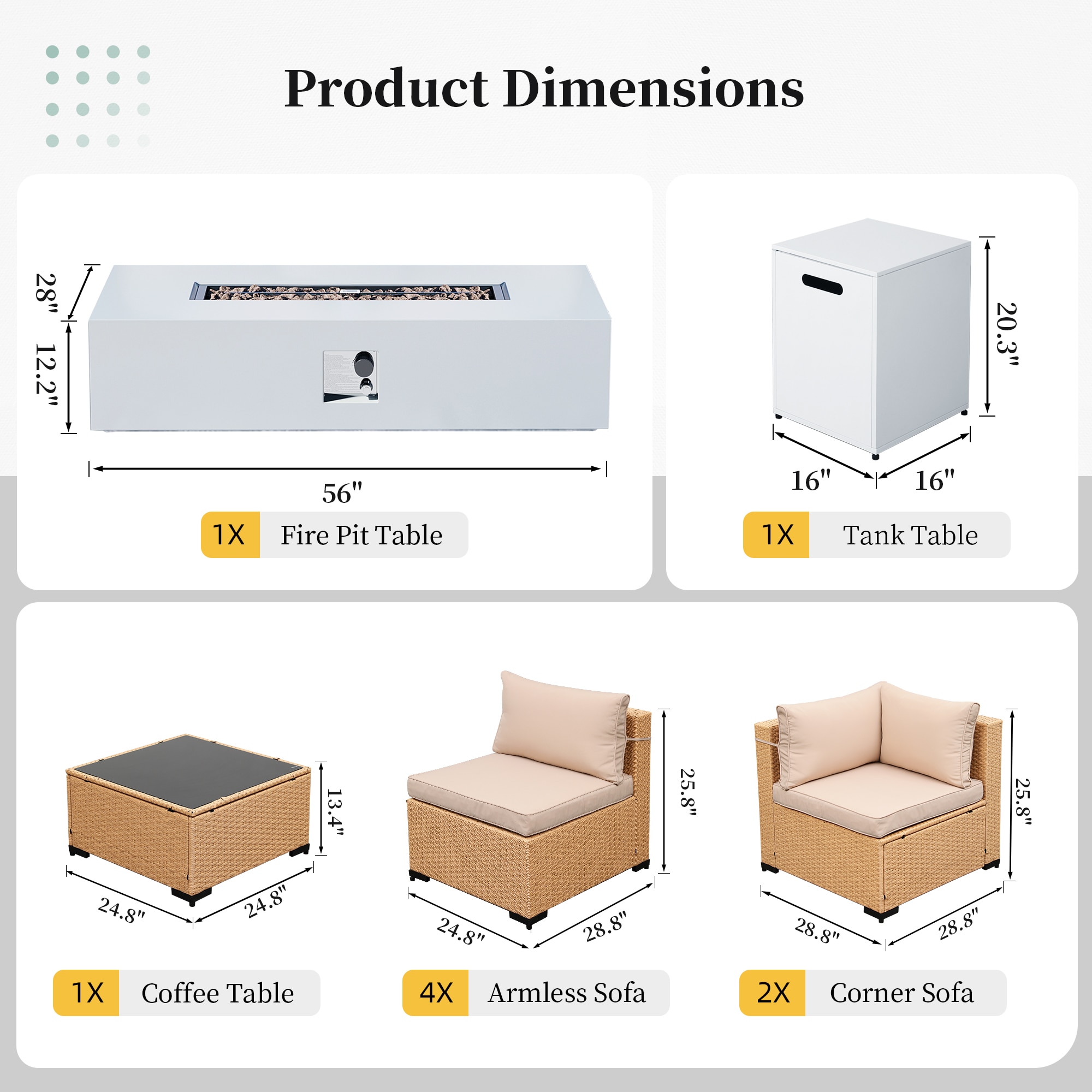 UPHA PL-2CZ-56TPWH-H1 Patio-Conversation-Sets - View #3