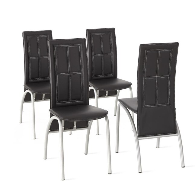 Steve Silver Set Of 4 Calvin, Black And Silver Dining Chairs Set Of 4