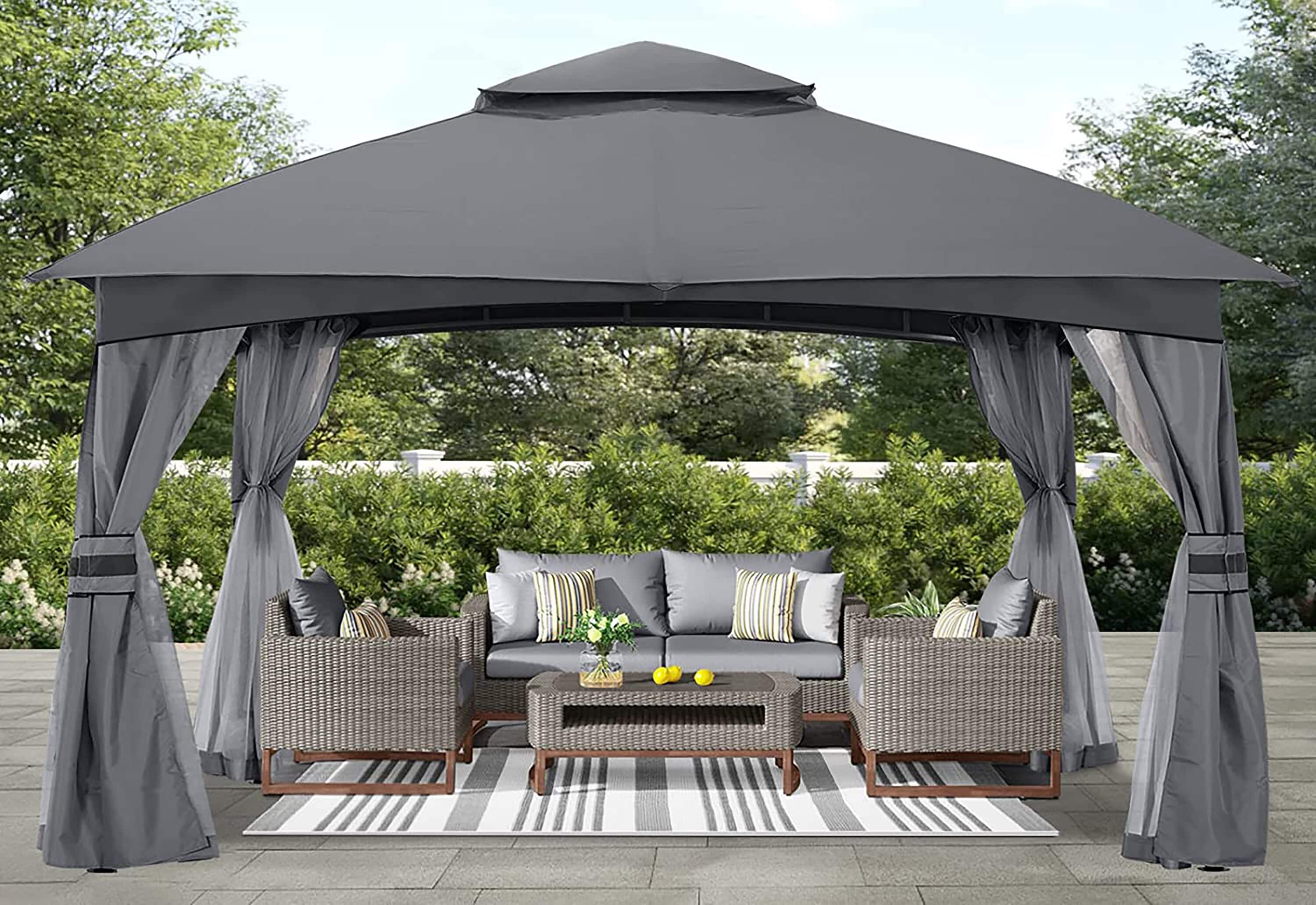 ABCCANOPY 11.97-ft x 9.84-ft Rectangle Dark Gray Metal Polyester Roof ...