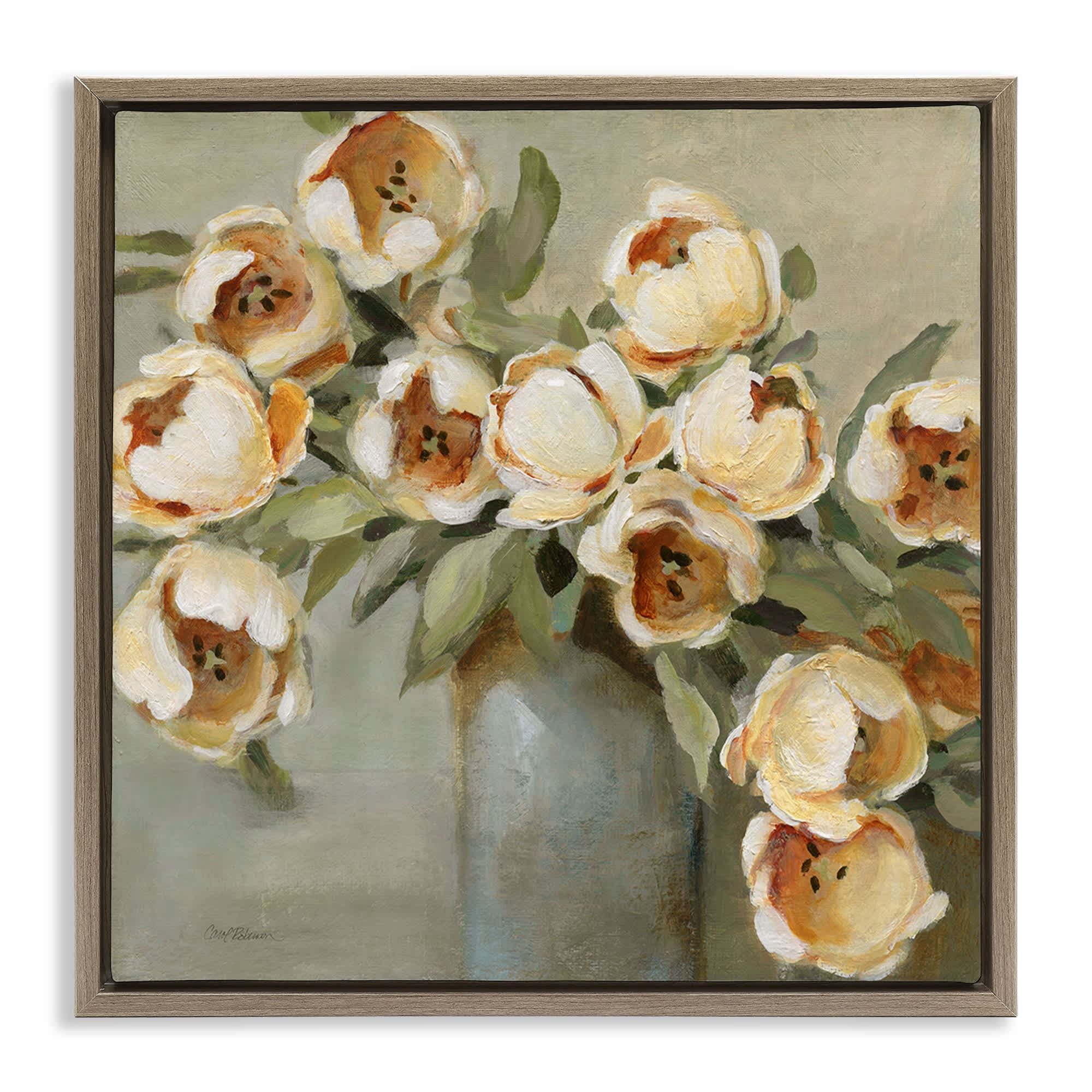Stupell Industries BS-267-FFE-17X17 Curved Flowers in Vase Floating Frame design by Carol Robinson