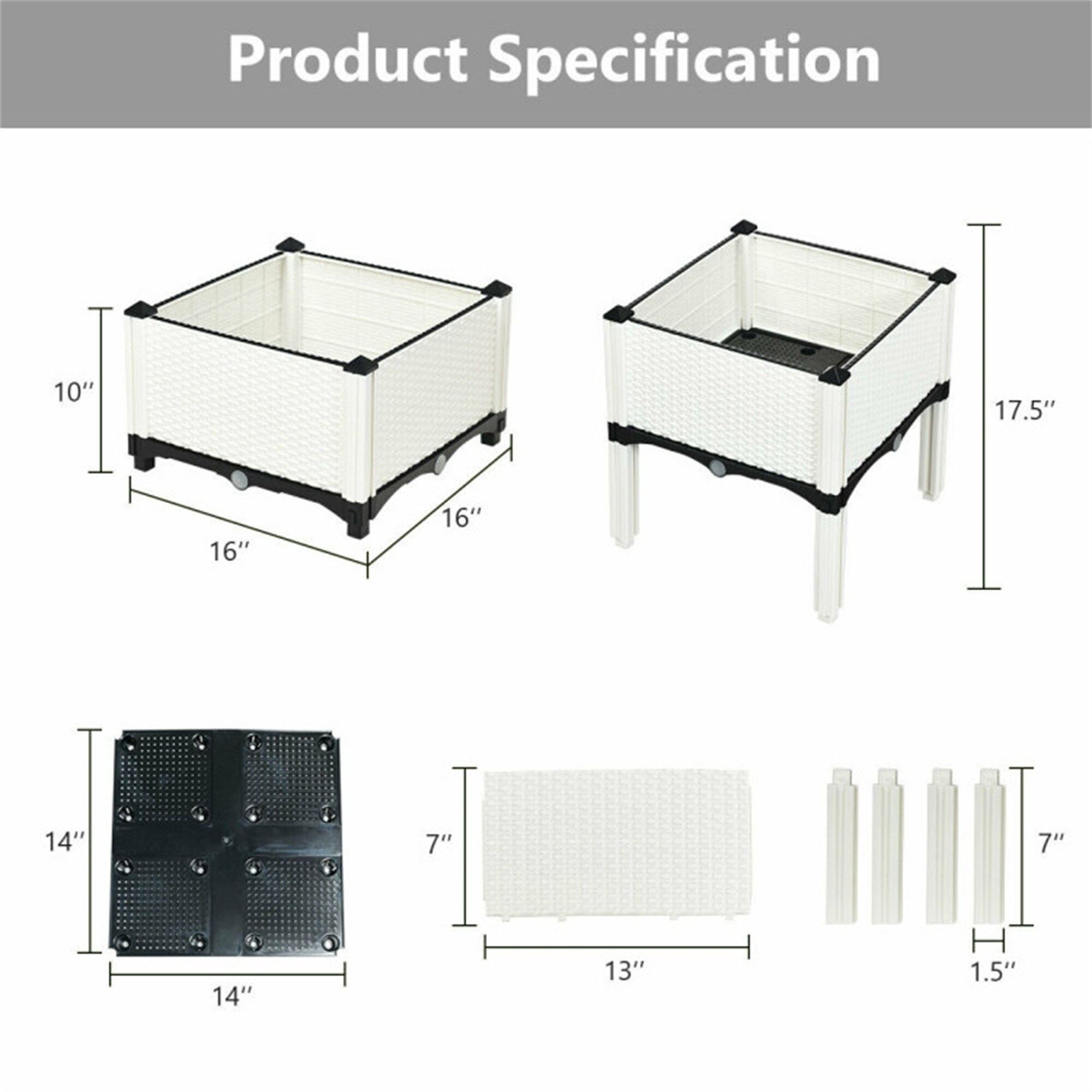 BABOOM BOM-70301WH-CO Raised-Planter-Boxes - View #3