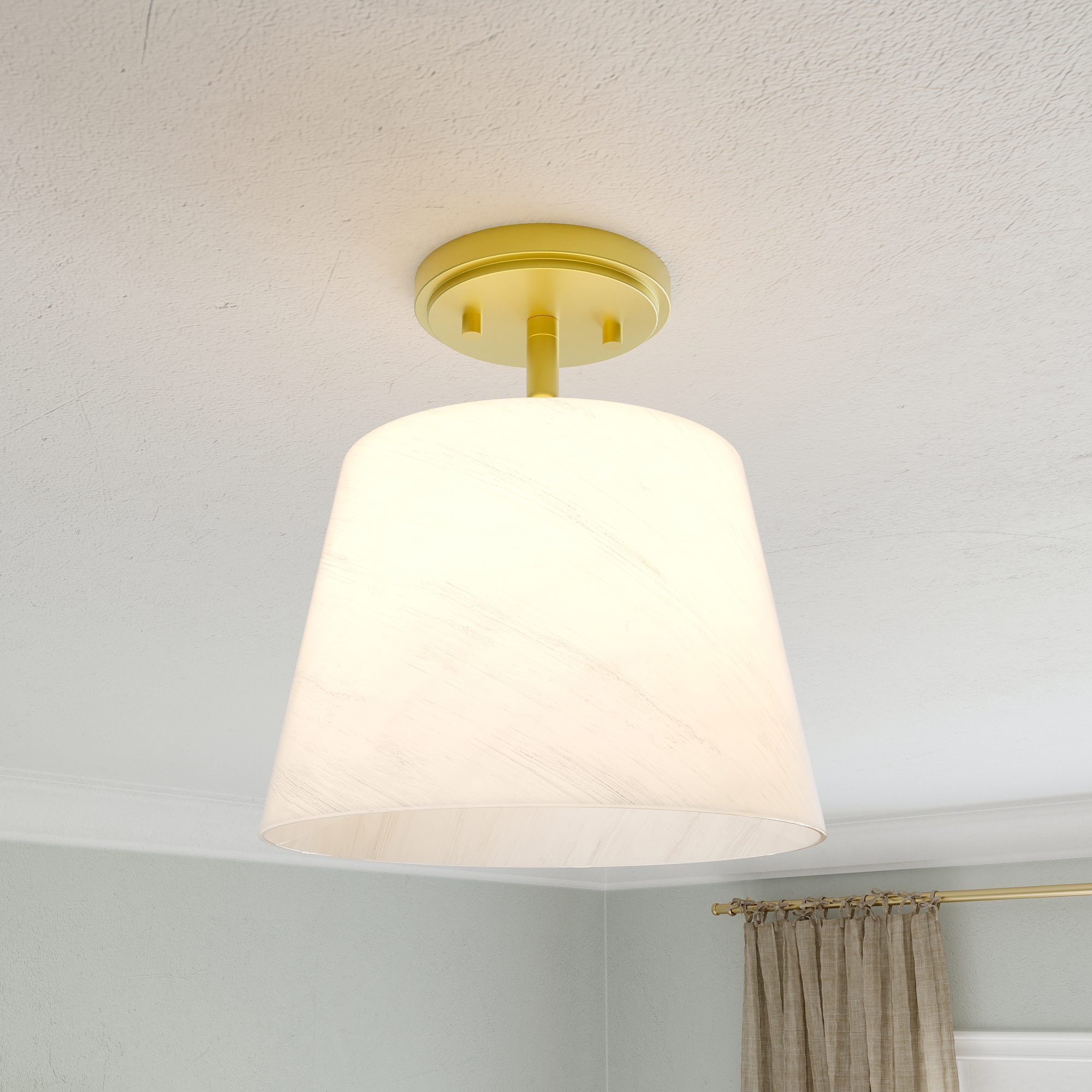 ACROMA 41711BGCA Tacolurt 1 -Light 21.8-in Satin Gold Semi Flush Mount Light