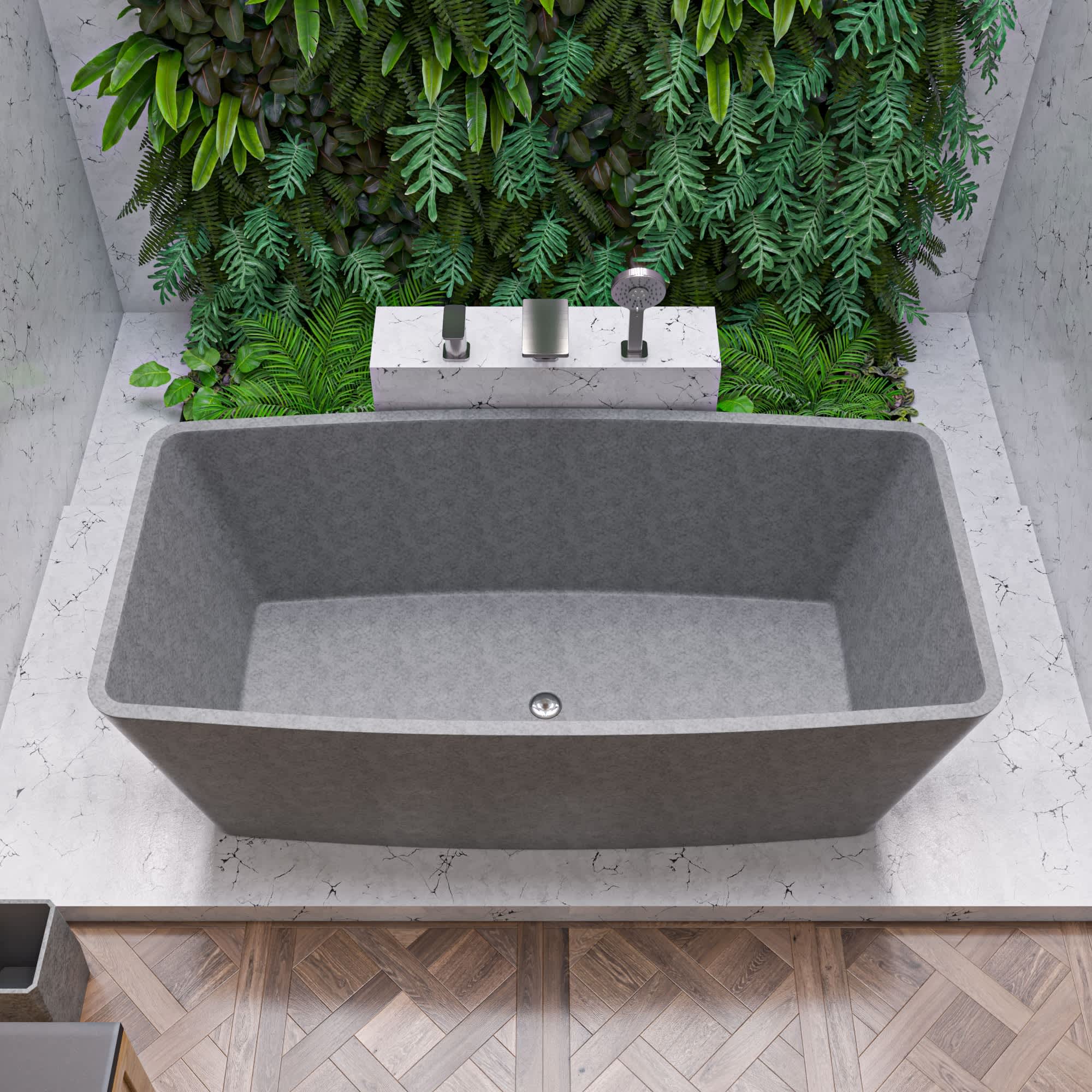 ALFI ABCO71TUB ABCO71TUB 71-in Solid Concrete Rectangular Freestanding Bathtub