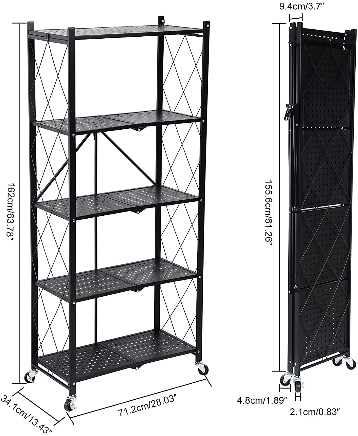 Black 5-Tier Storage Shelving Freestanding Heavy Duty Rack Shelving Unit in  Small Space