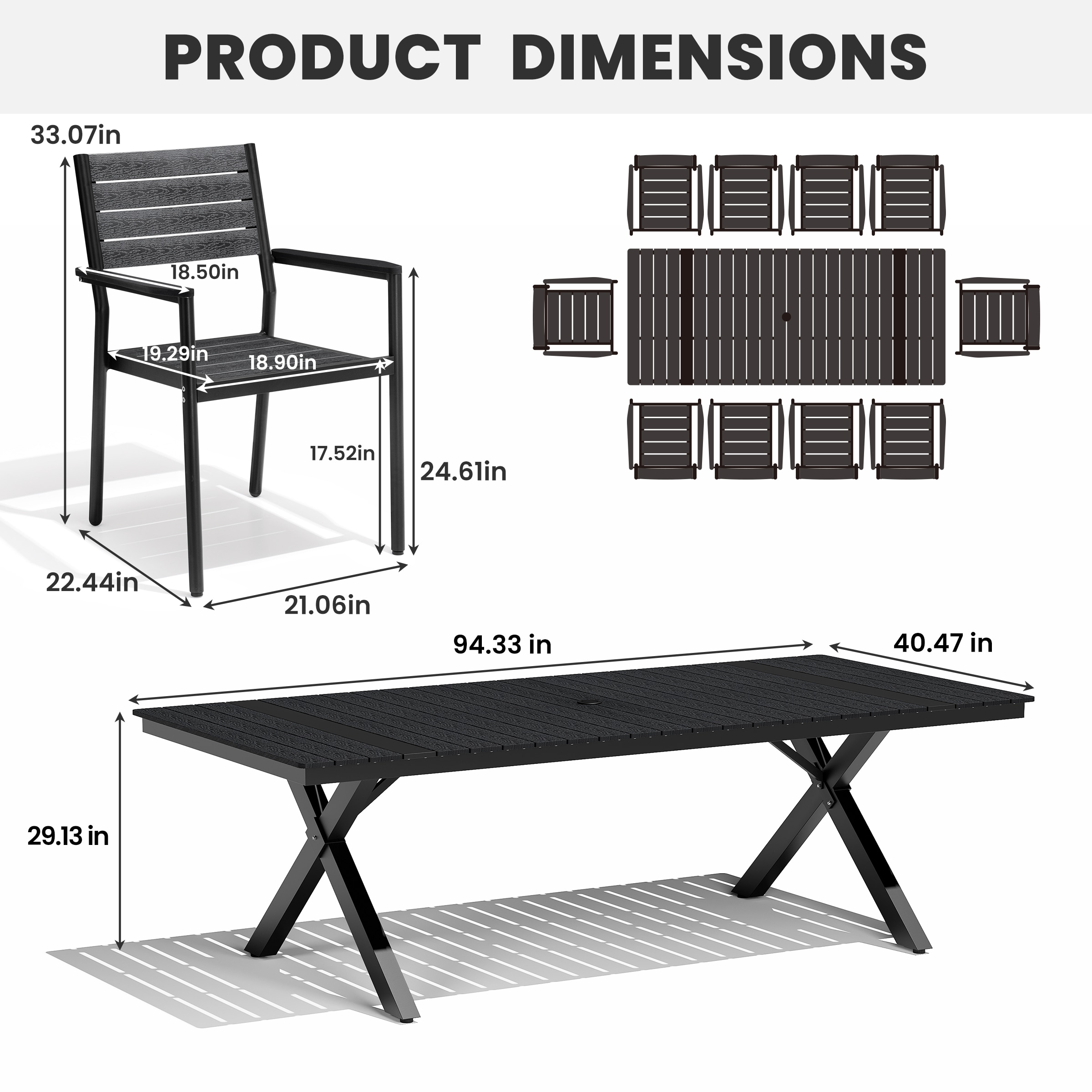 Crestlive Products CL-DC5020BLK-11 Patio-Dining-Sets - View #3
