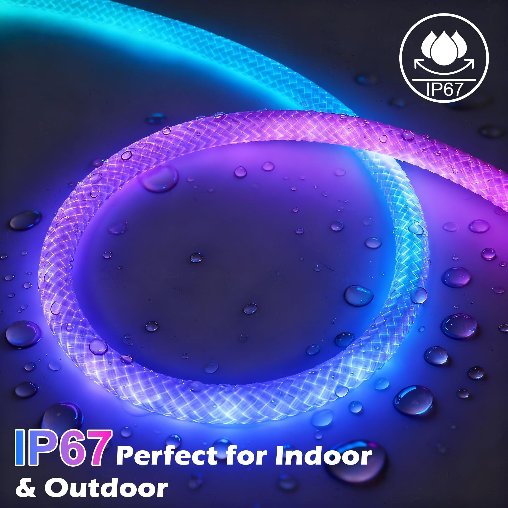 Vrbgify RGB Music Sync LED Neon Rope Light 10ft Flexible Color Changing ...