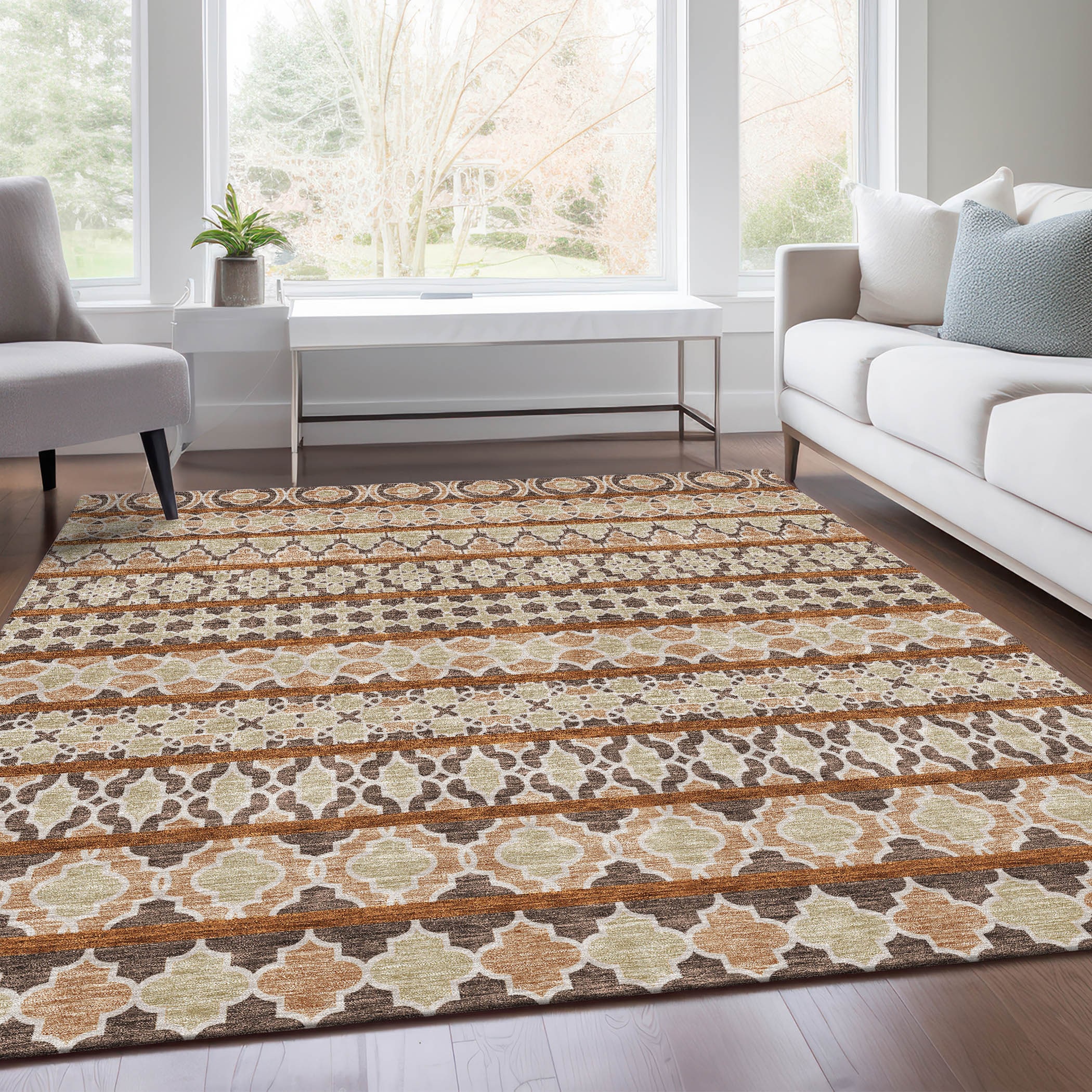Addison Rugs ACN726CH3X5 Chantille ACN726CH 3 x 5 (ft) Polyester Chocolate Rectangular Indoor/Outdoor Geometric Machine washable Area rug