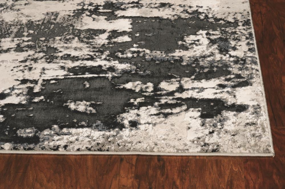 KAS Rugs Luna 7 x 9 Silver Charcoal Indoor Abstract Industrial Area Rug ...