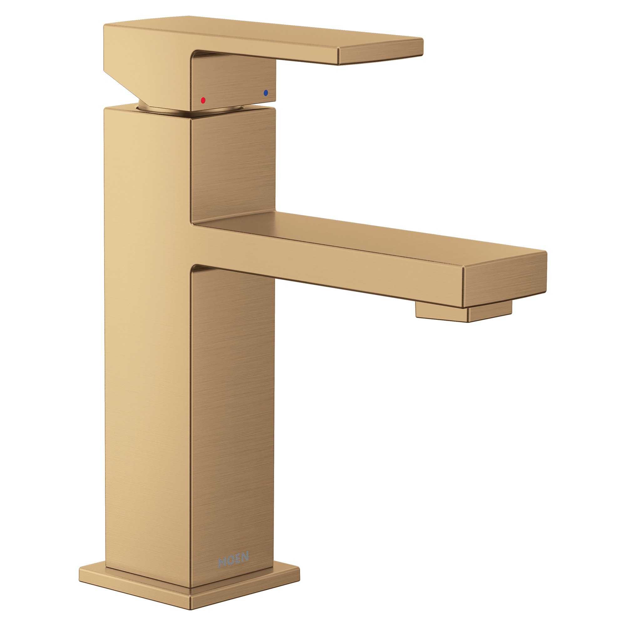 Moen 84771BZG Revyl Bronzed Gold Single hole 1-handle WaterSense Mid-arc Commercial/Residential Handle Bathroom Sink Faucet with Drain with Deck Plate