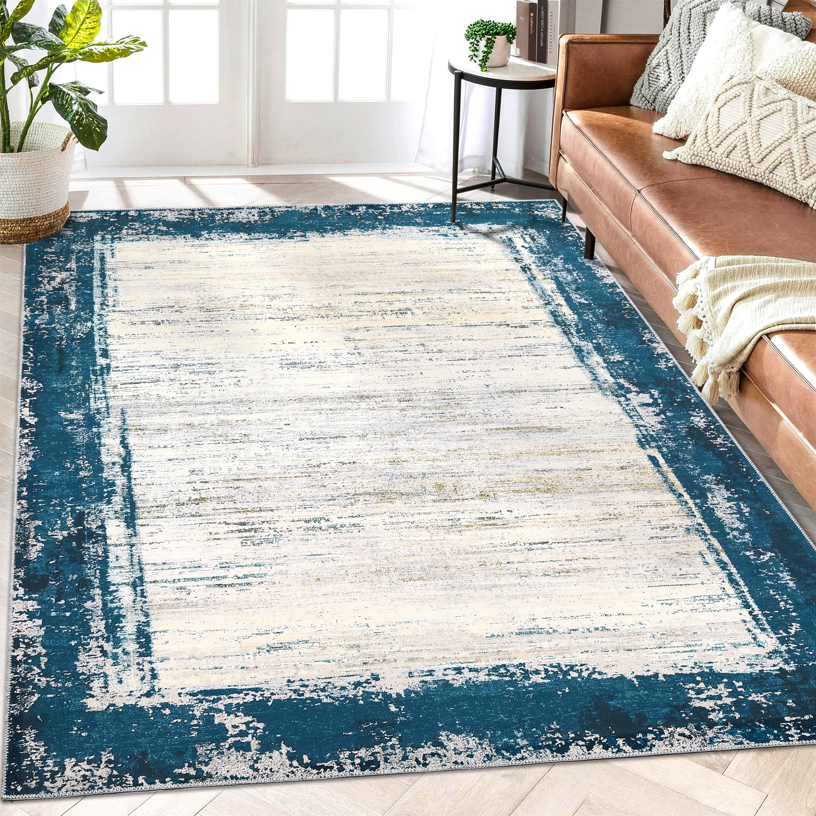 Garvee YXY-LO-PHO-10RR4XI4 5 x 7 (ft) Loomed Polyester Blue/Green Rectangular Indoor Ombre Mid-Century Modern Machine washable Area rug