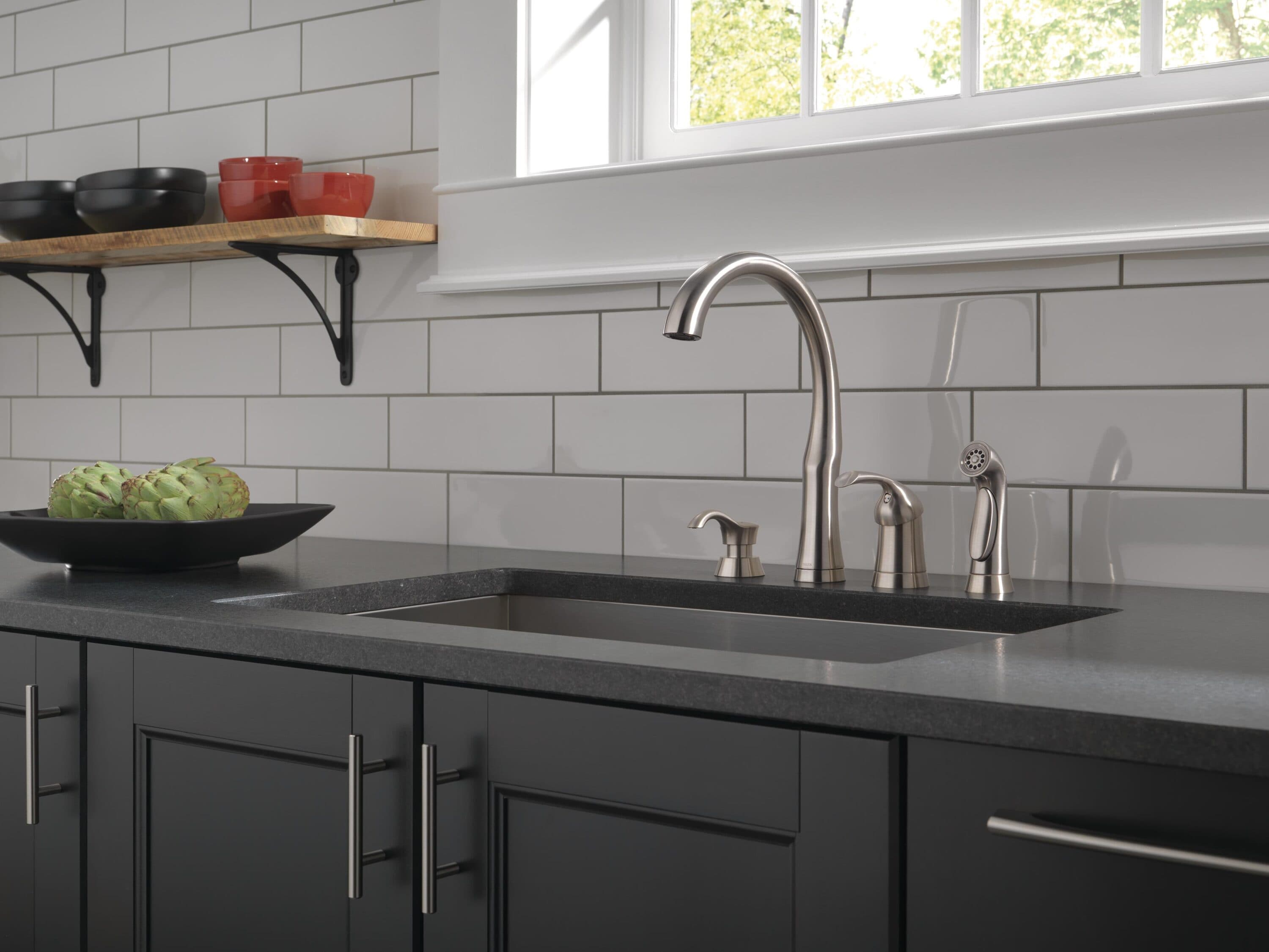 Delta Bellini Stainless Single Low-arc Kitchen Faucet (Soap