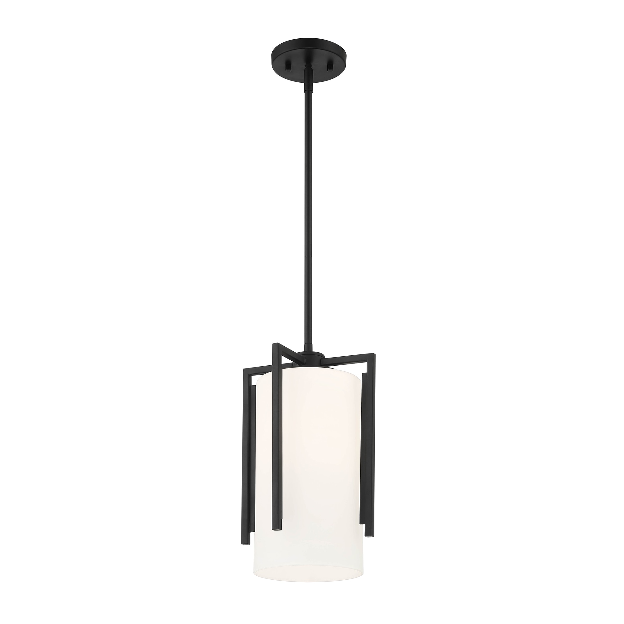 Cambria Matte Black 14.75" Outdoor-Indoor Etched Opal Glass Pendant