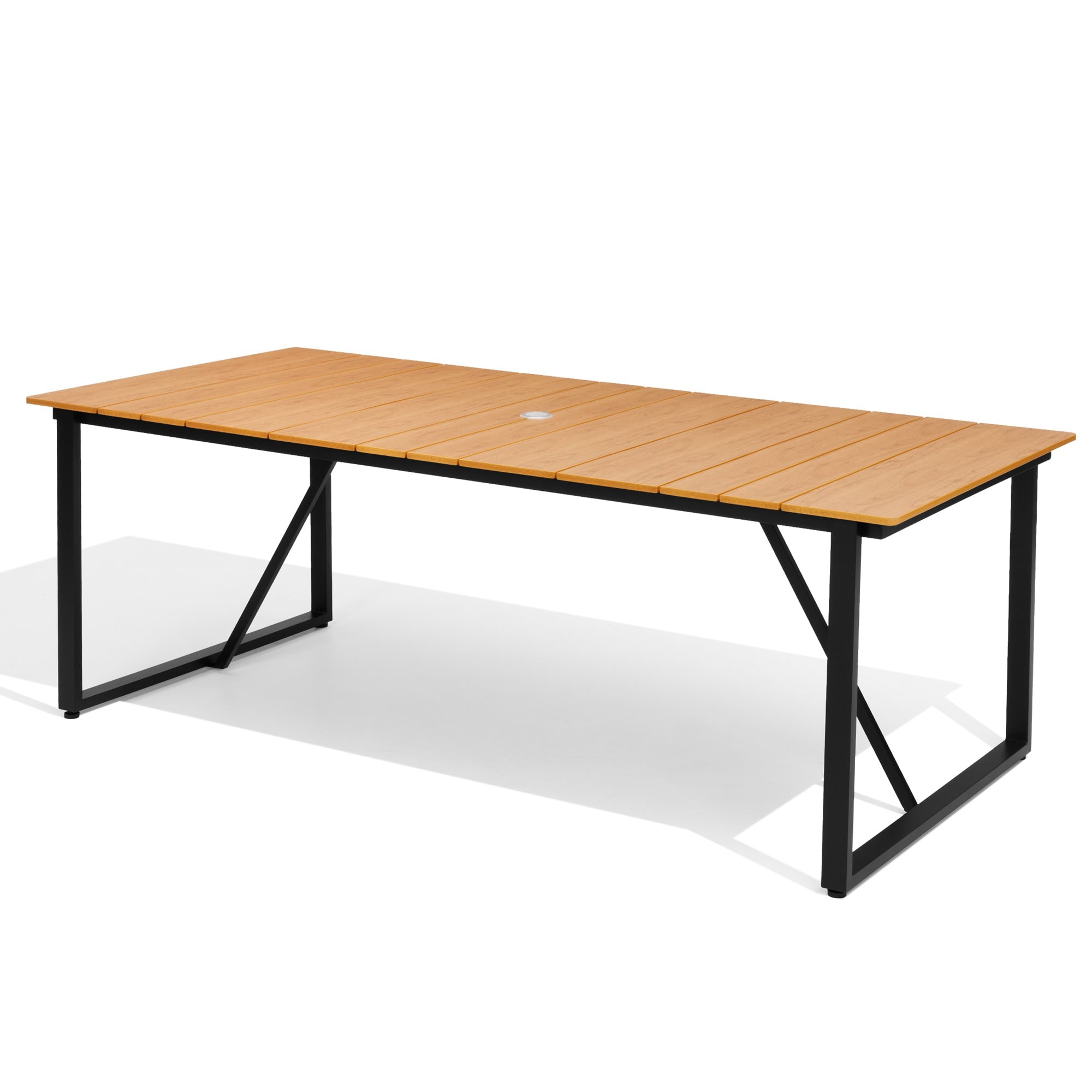 Crestlive Products CL-TB047BRN210 Patio table Rectangle Outdoor Dining Table 37.8-in W x 82.68-in L with Umbrella Hole
