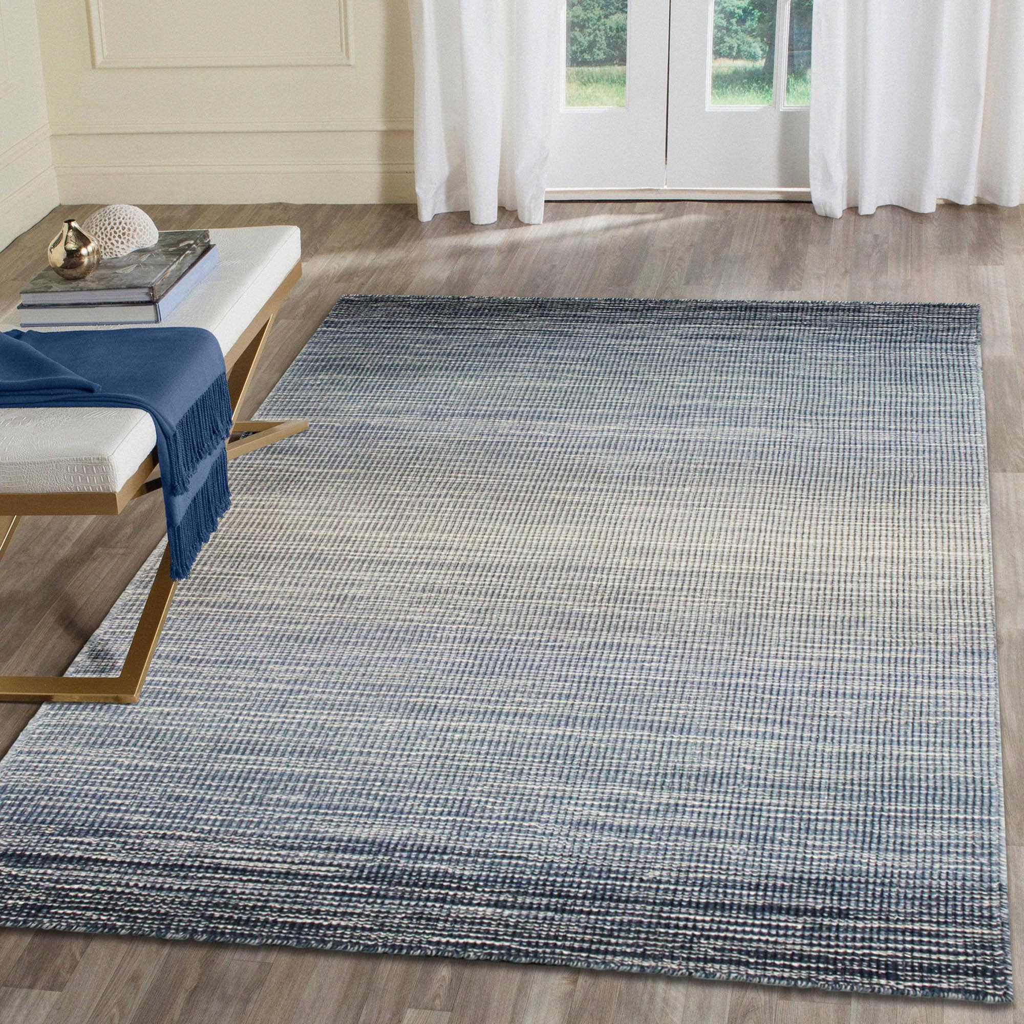 Liora Manne ARB57753533 Aruba 5 x 8 (ft) Loomed Wool Denim Rectangular Indoor Abstract Area rug