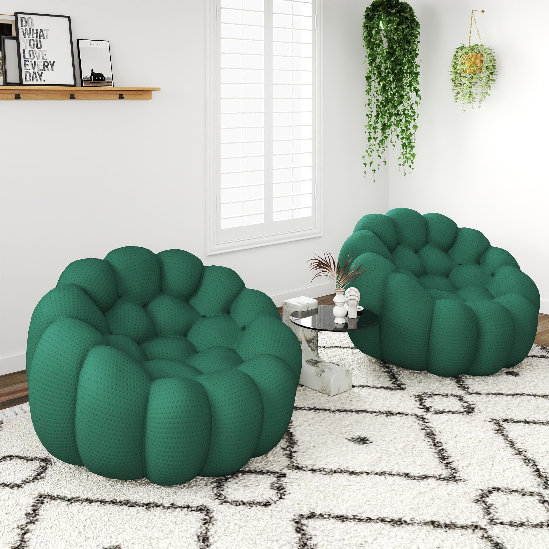 BuotiqHom DH-SF11-133GN Casual 2 -Piece Polyester/Polyester blend Green Living Room Set