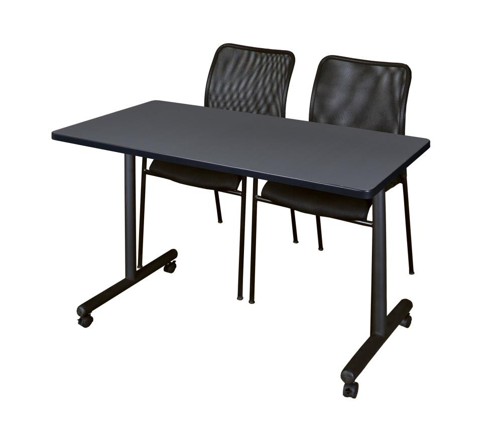 Regency MKTRCC4824GY75BK Training Gray 4-Person Training Table (48-in W x 29-in H)