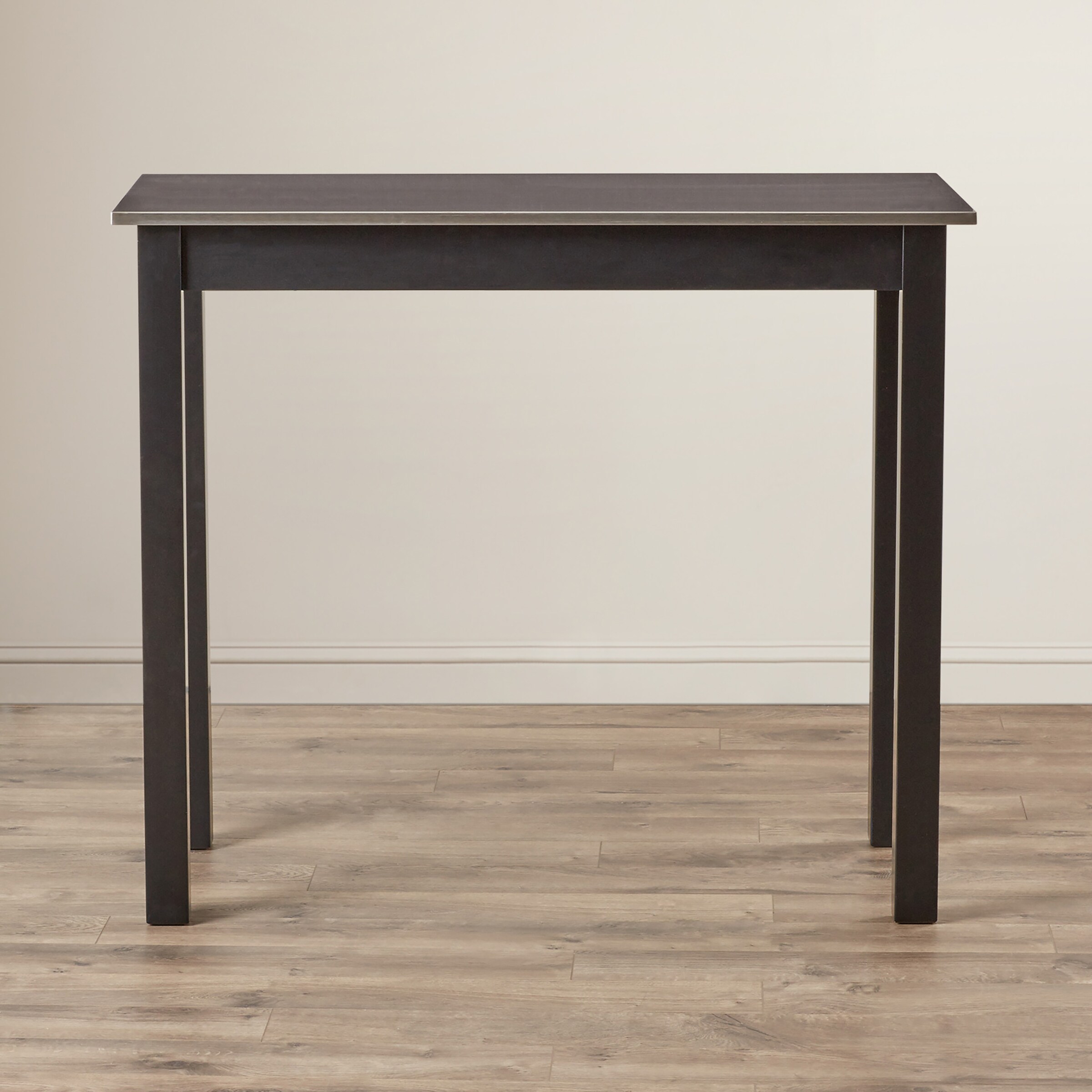 Martin Black Wood Counter Height Table with Stainless Steel Top