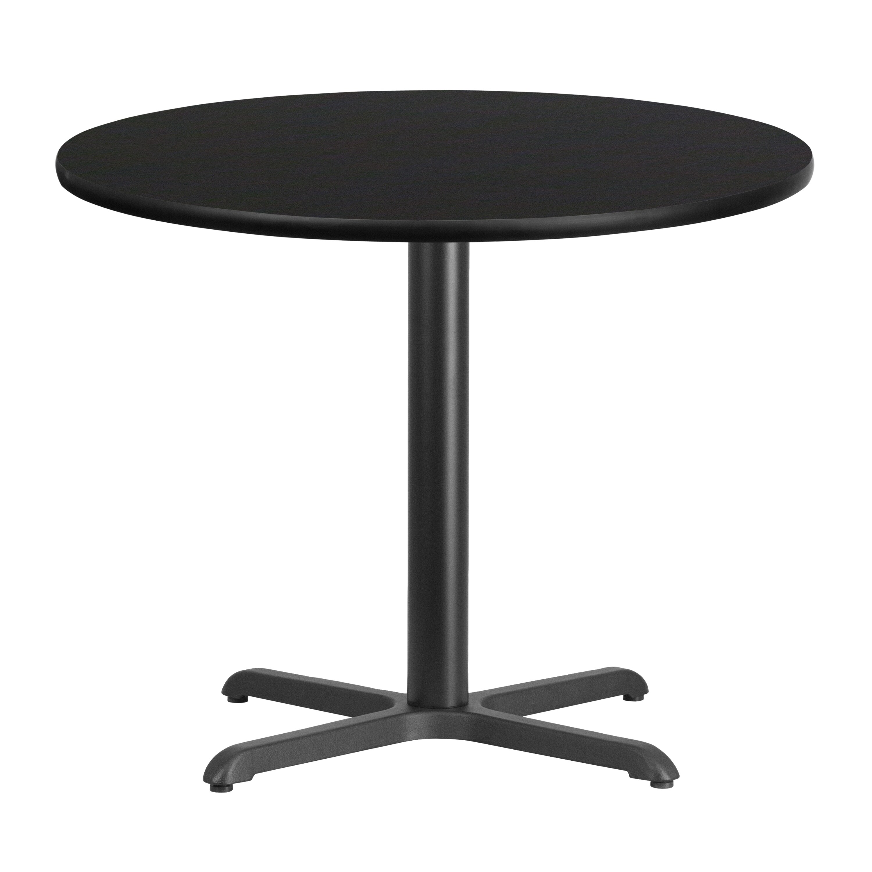 Flash Furniture 889142007272 Black Round Contemporary/Modern Dining Table, Wood veneer with Black Metal 36-Inches L x 31.13-Inches H