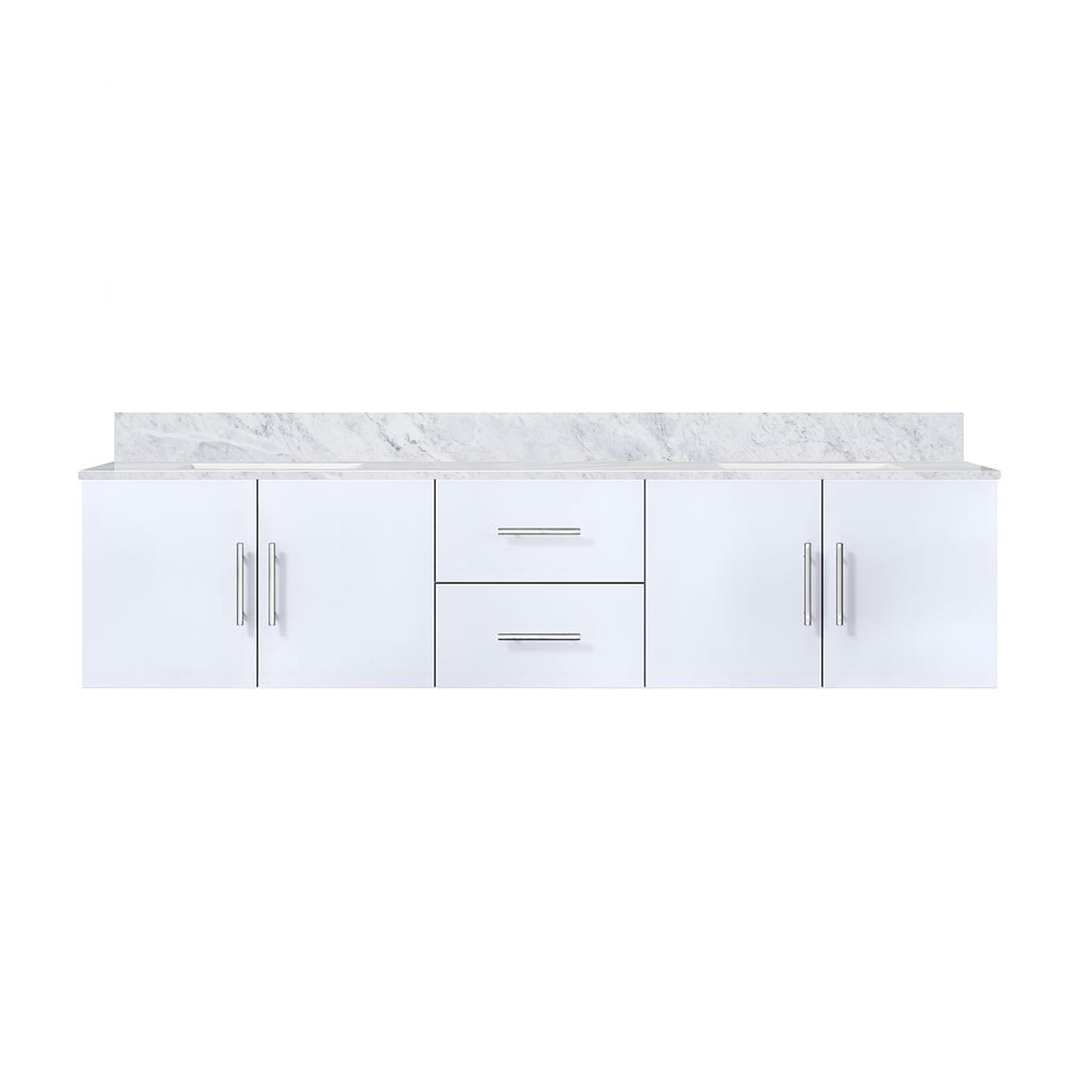 Lexora LG192280DMDS000 Geneva 80-in Glossy White Undermount Double sink Bathroom Vanity with White Carrara Marble Marble Top