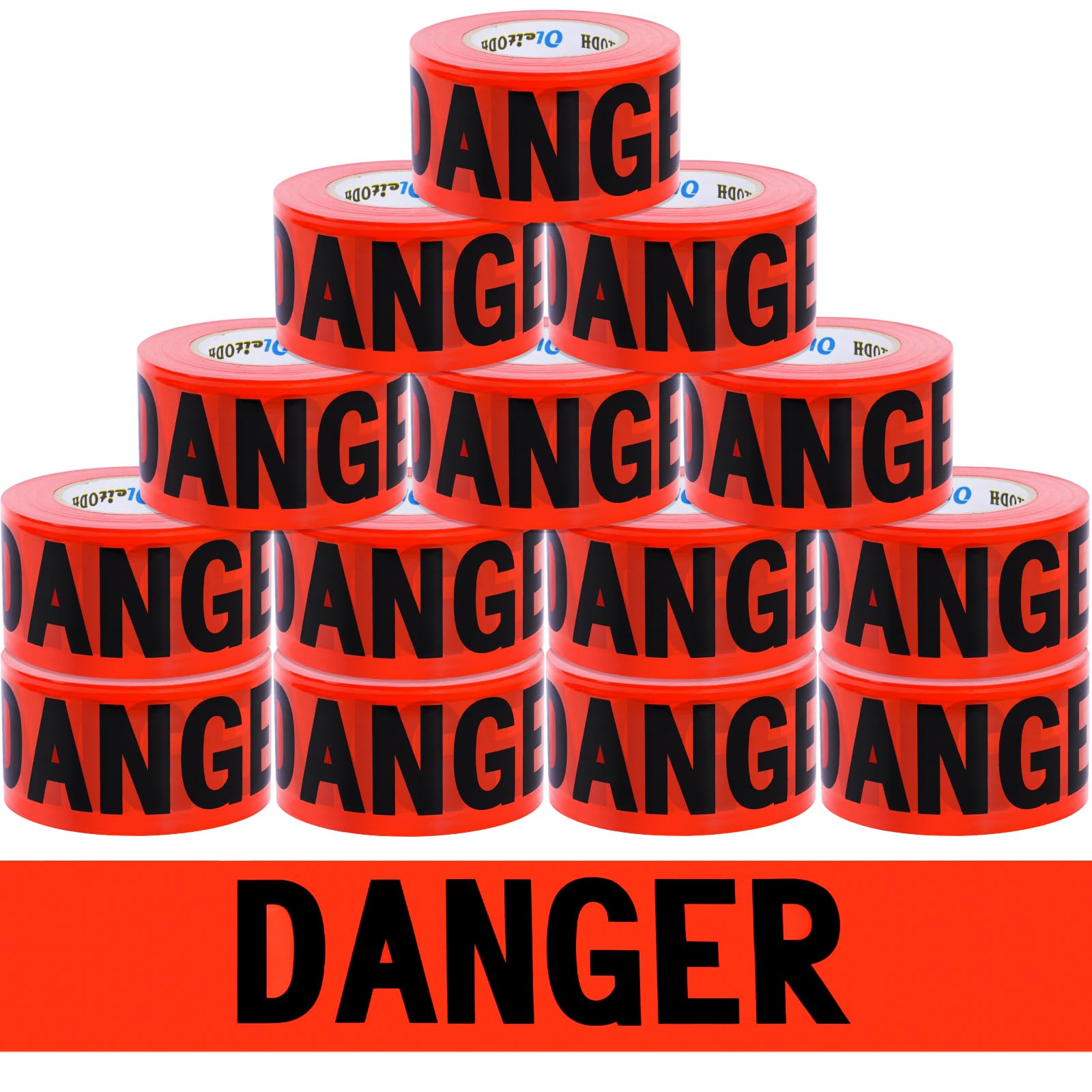 KIWDZFU  Red Danger Tape 12 Pack 3 inch by 1000 feet High Visibility Safety Warning Tape for Construction and Hazardous Areas