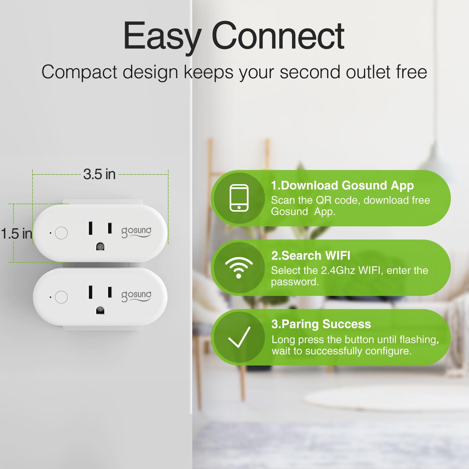 Govee Smart Plug 15A, WiFi Bluetooth Outlets 4 Pack Bundle with