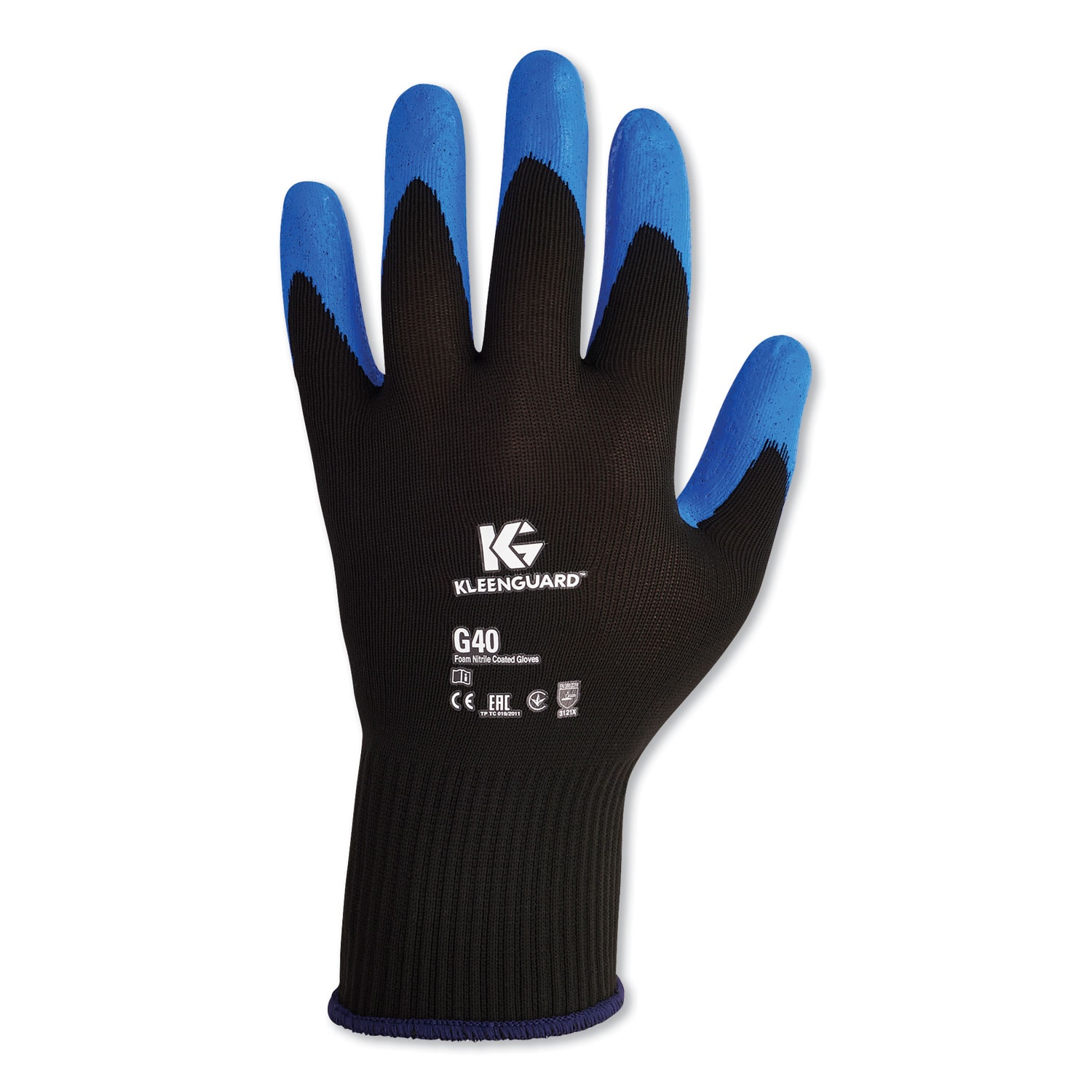 KleenGuard G40 Foam NITRILE Coated Gloves EN388: 3121X 8.66 in Long Small (Size 7) Blue/Black 12 Pairs
