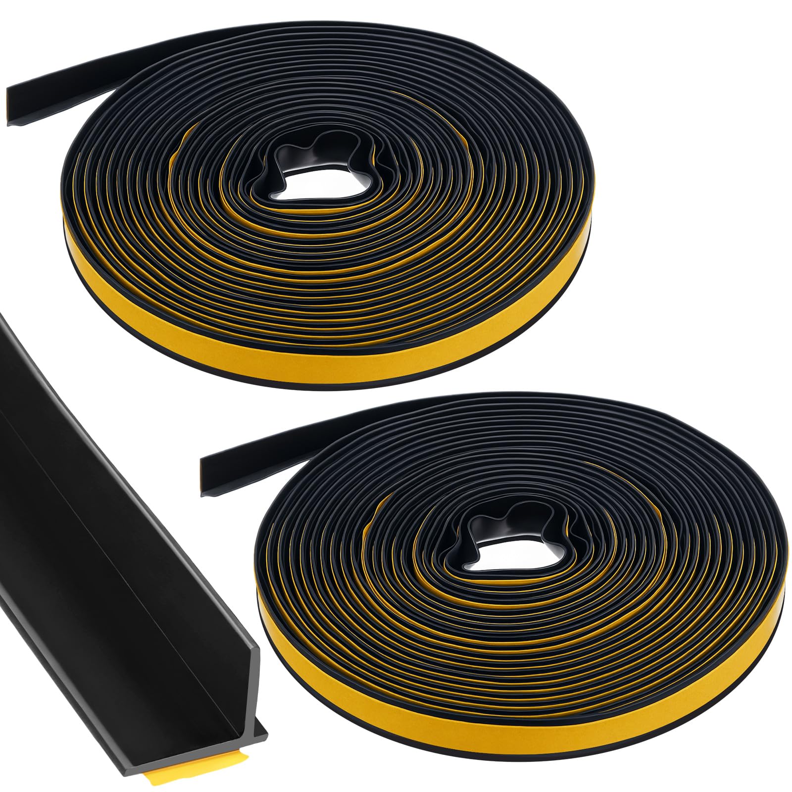 Phyfalip  2 Roll Adhesive Silicone Fire Smoke Seal Flexible Weather Stripping Gasket for Door Window Fireplace Commercial Black 17 Foot