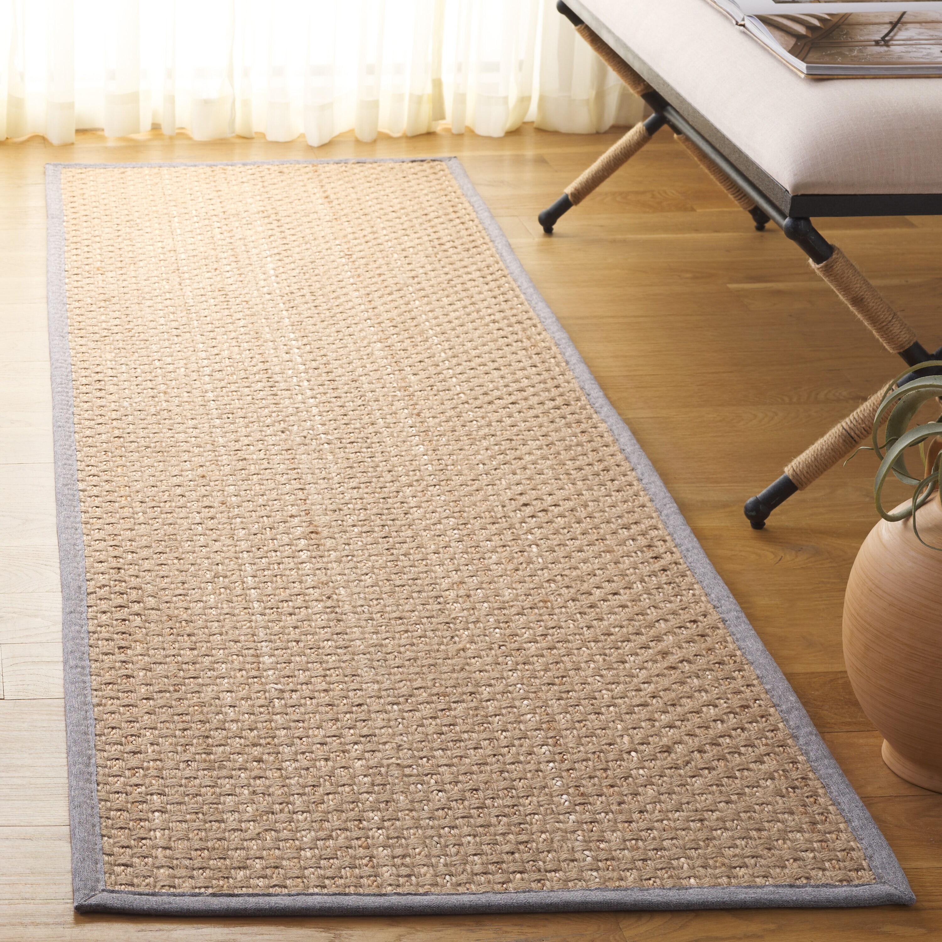 Safavieh - Natural Fiber 142 Plain Weave With Brown Border 2ft-6in x 8ft Solid/Tonal Rug