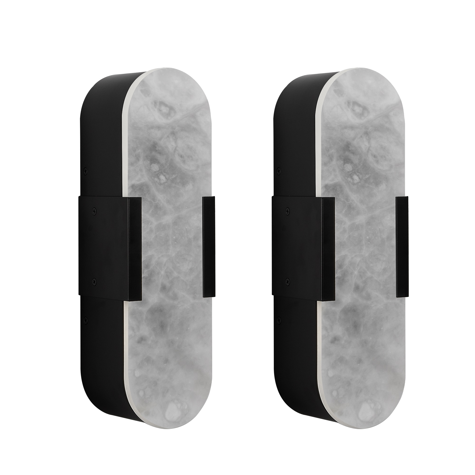 BEARSOLIM Natural Marble Wall Sconce Black Sconces Set of Two Indoor Modern Bathroom Sconces Wall Lighting for Living Room Bedroom Hallway Stairs